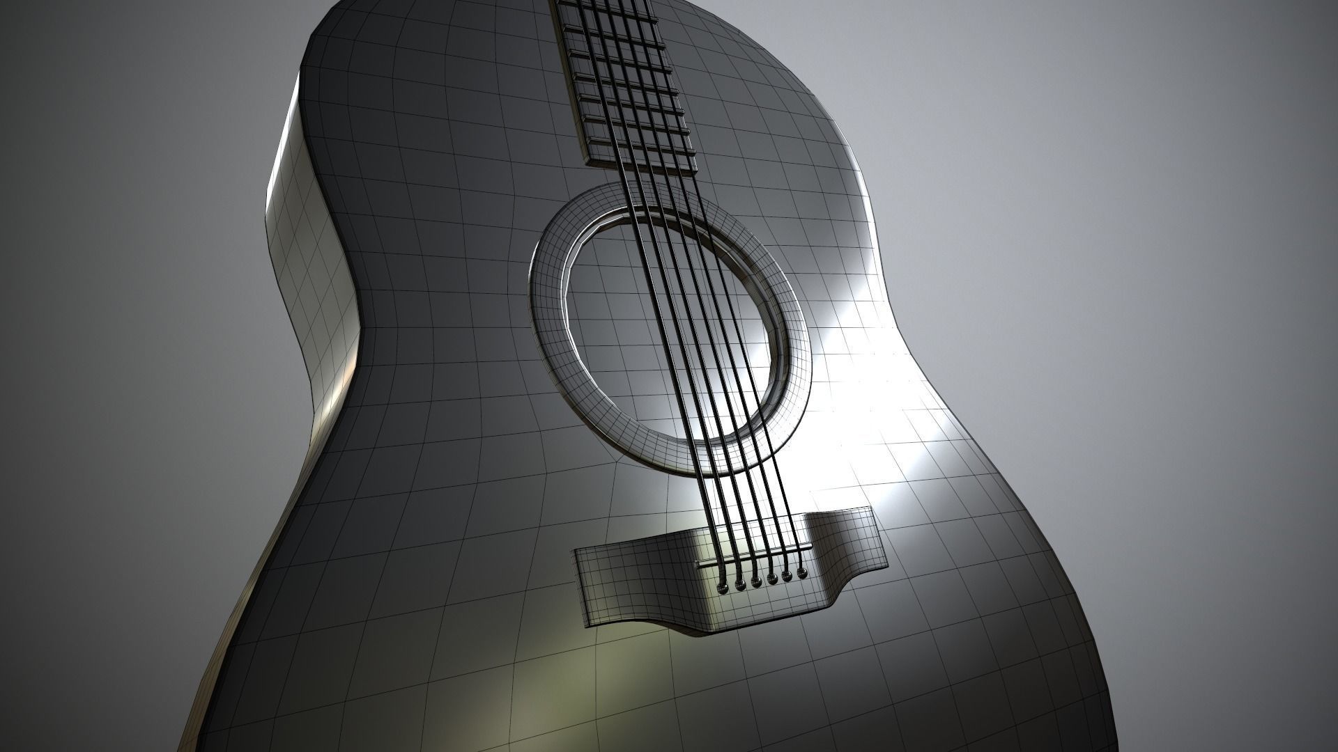 Guitar acoustic Low-poly 3D model_14