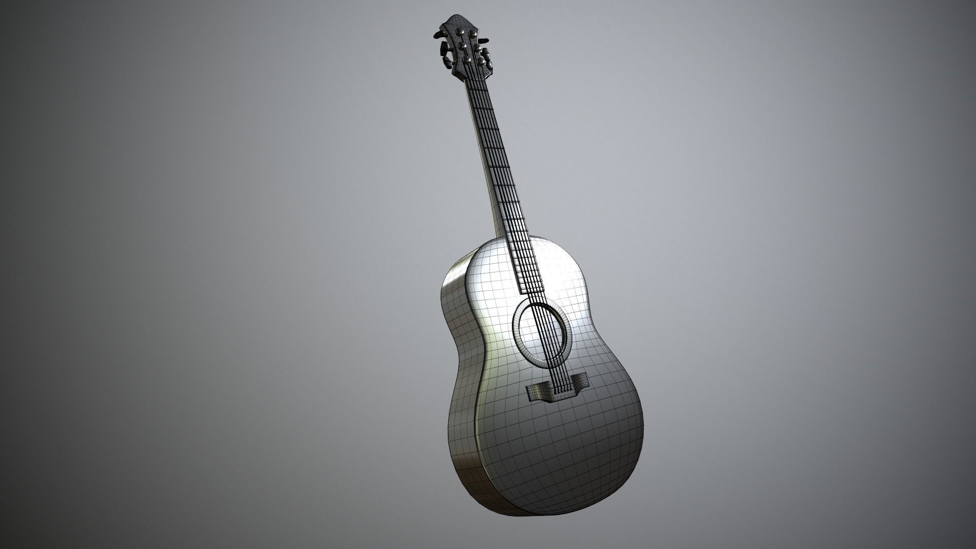 Guitar acoustic Low-poly 3D model_13