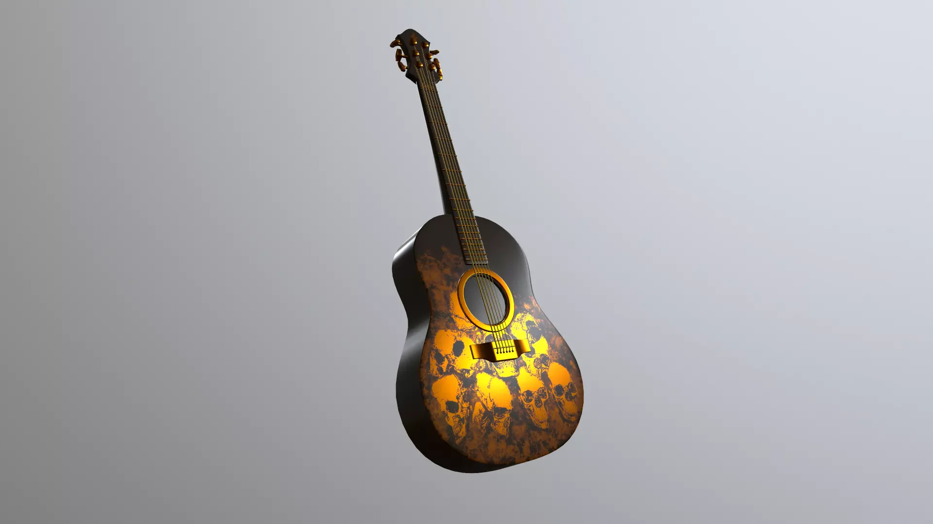 Guitar acoustic Low-poly 3D model_0