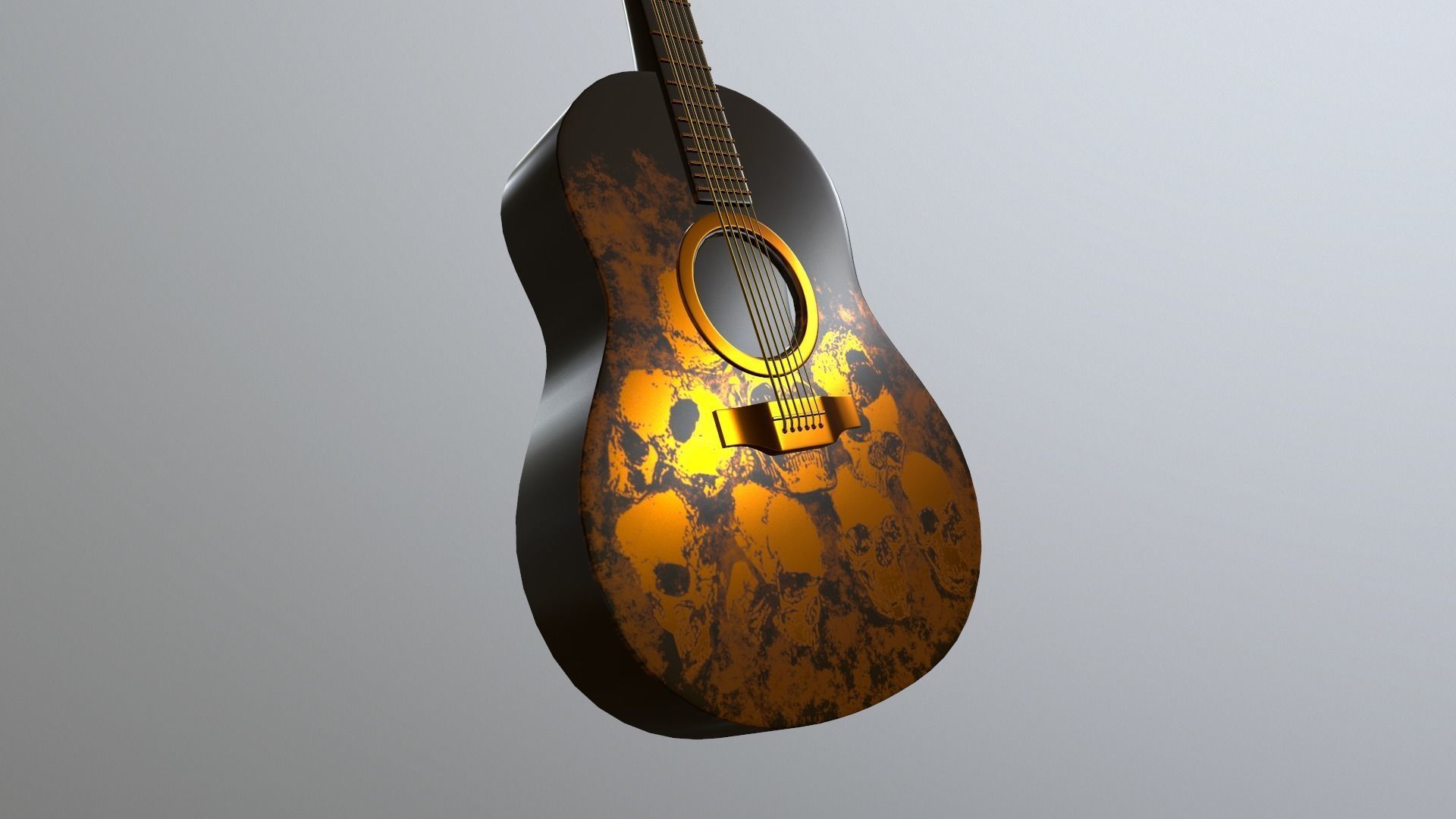 Guitar acoustic Low-poly 3D model_2