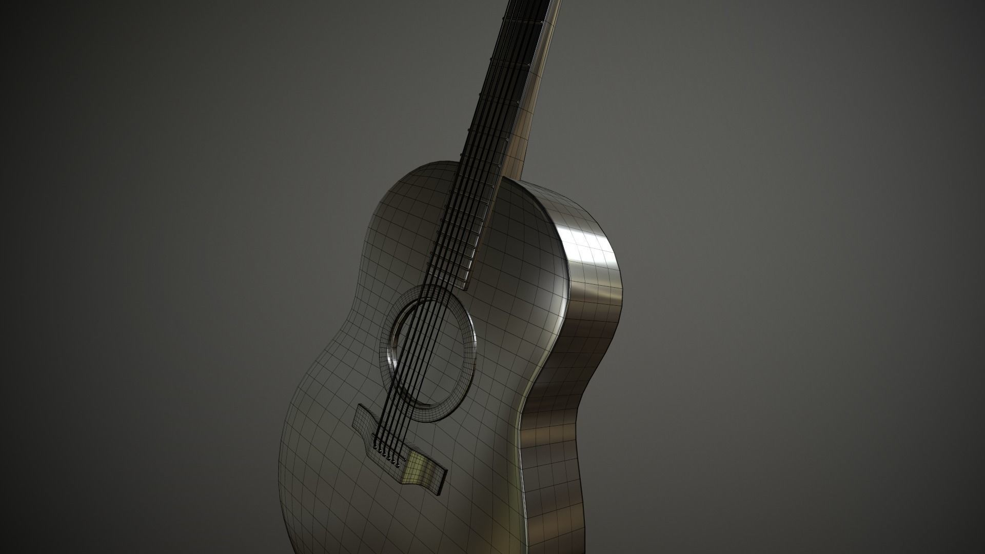 Guitar acoustic Low-poly 3D model_15