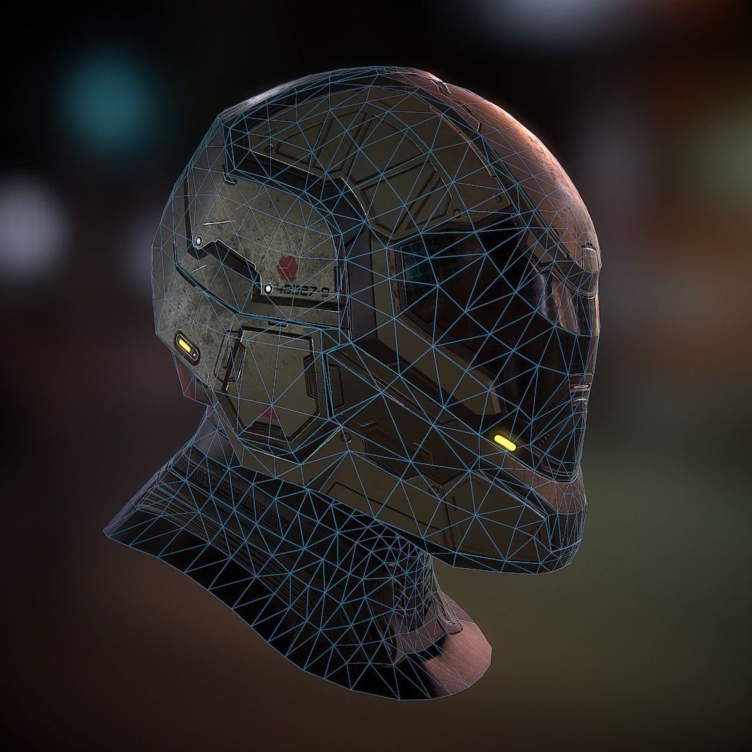 Futuristic soldier helmet Low-poly 3D model_8