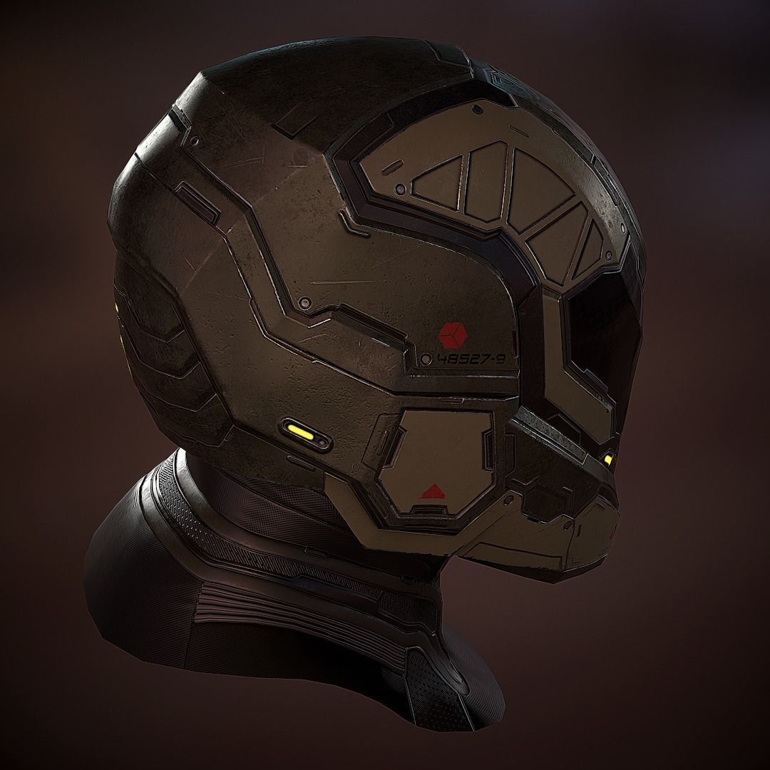 Futuristic soldier helmet Low-poly 3D model_5