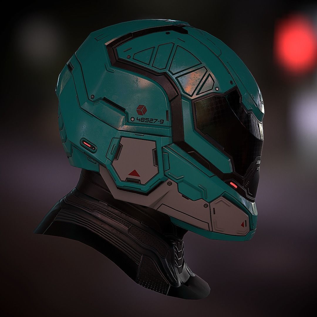 Futuristic soldier helmet Low-poly 3D model_2