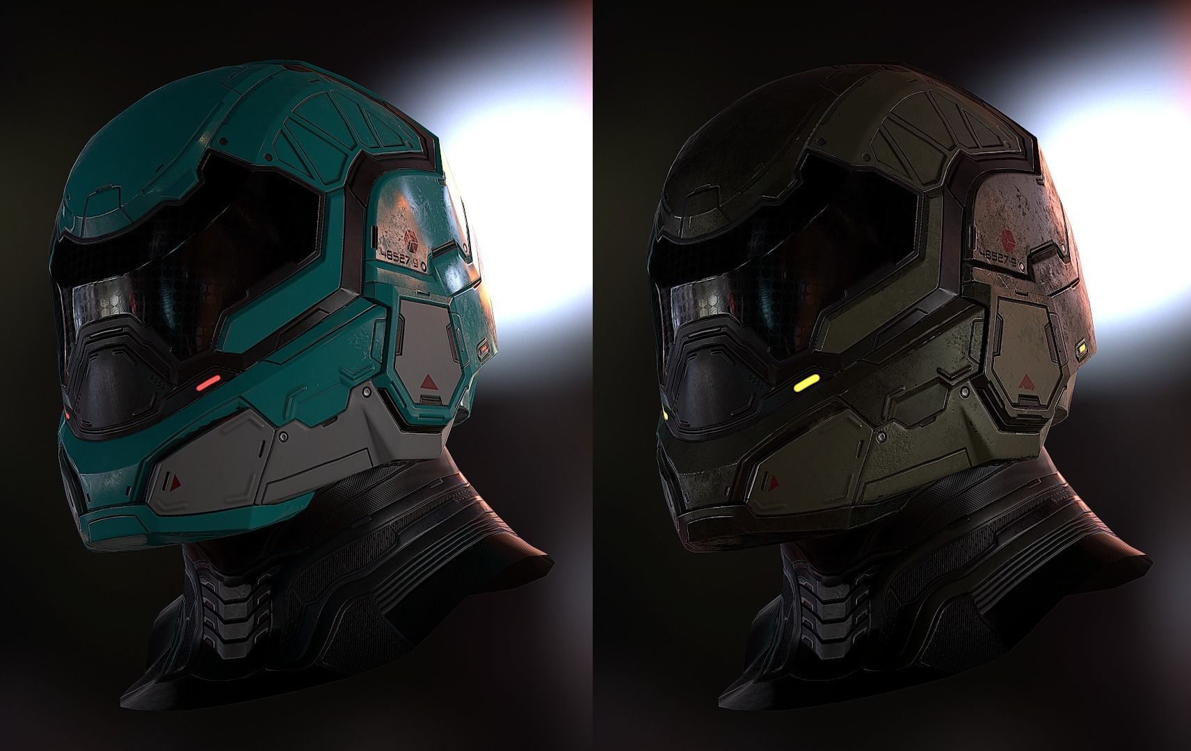 Futuristic soldier helmet Low-poly 3D model_7