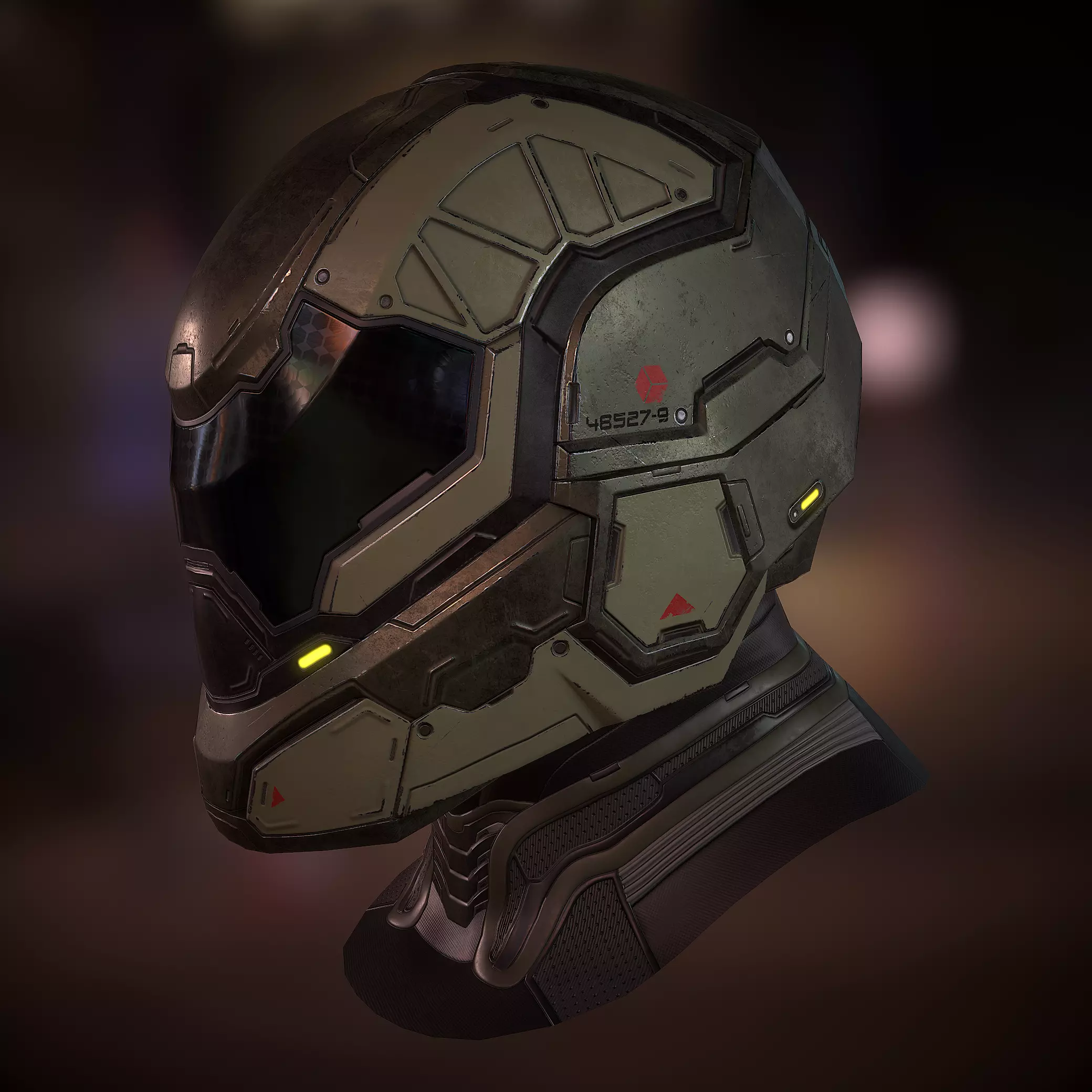 Futuristic soldier helmet Low-poly 3D model_0
