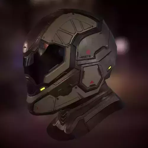 Futuristic soldier helmet Low-poly 3D model