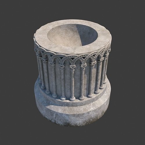 Church Furniture - Stone Baptismal Font 01 Ancaster 3D model