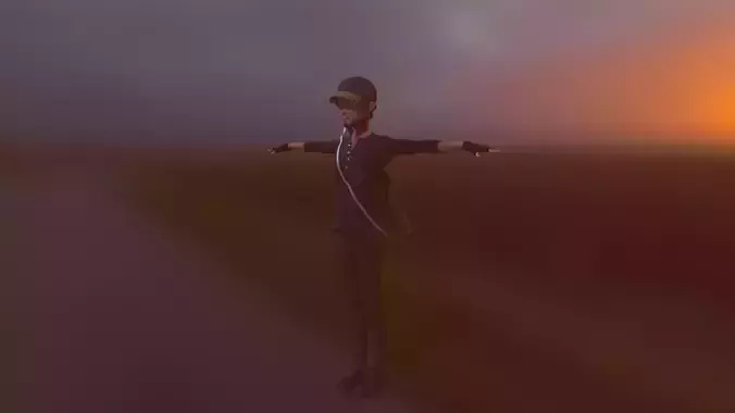The Hunter soldier Low-poly 3D model