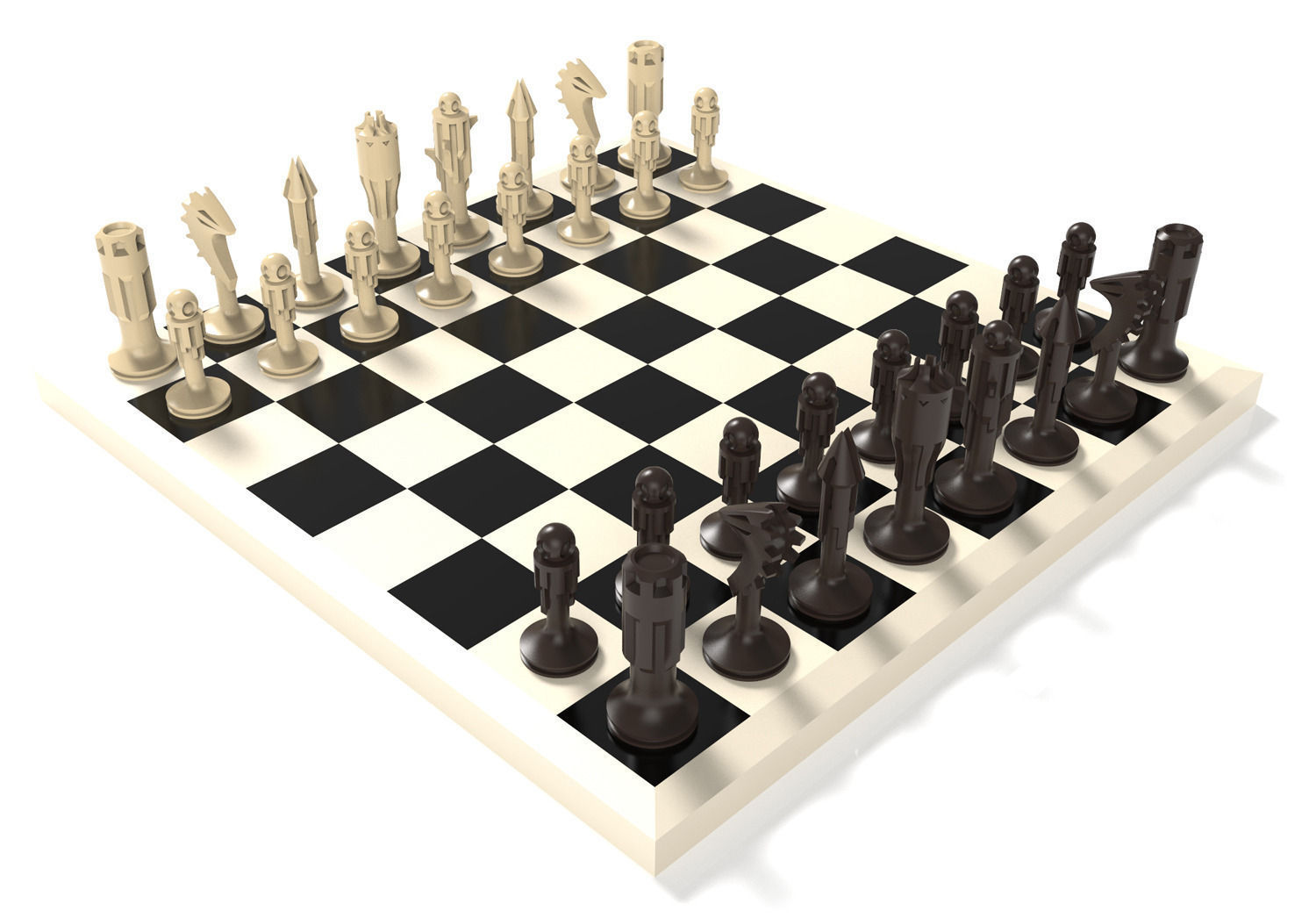 Chess set 3D print model_2