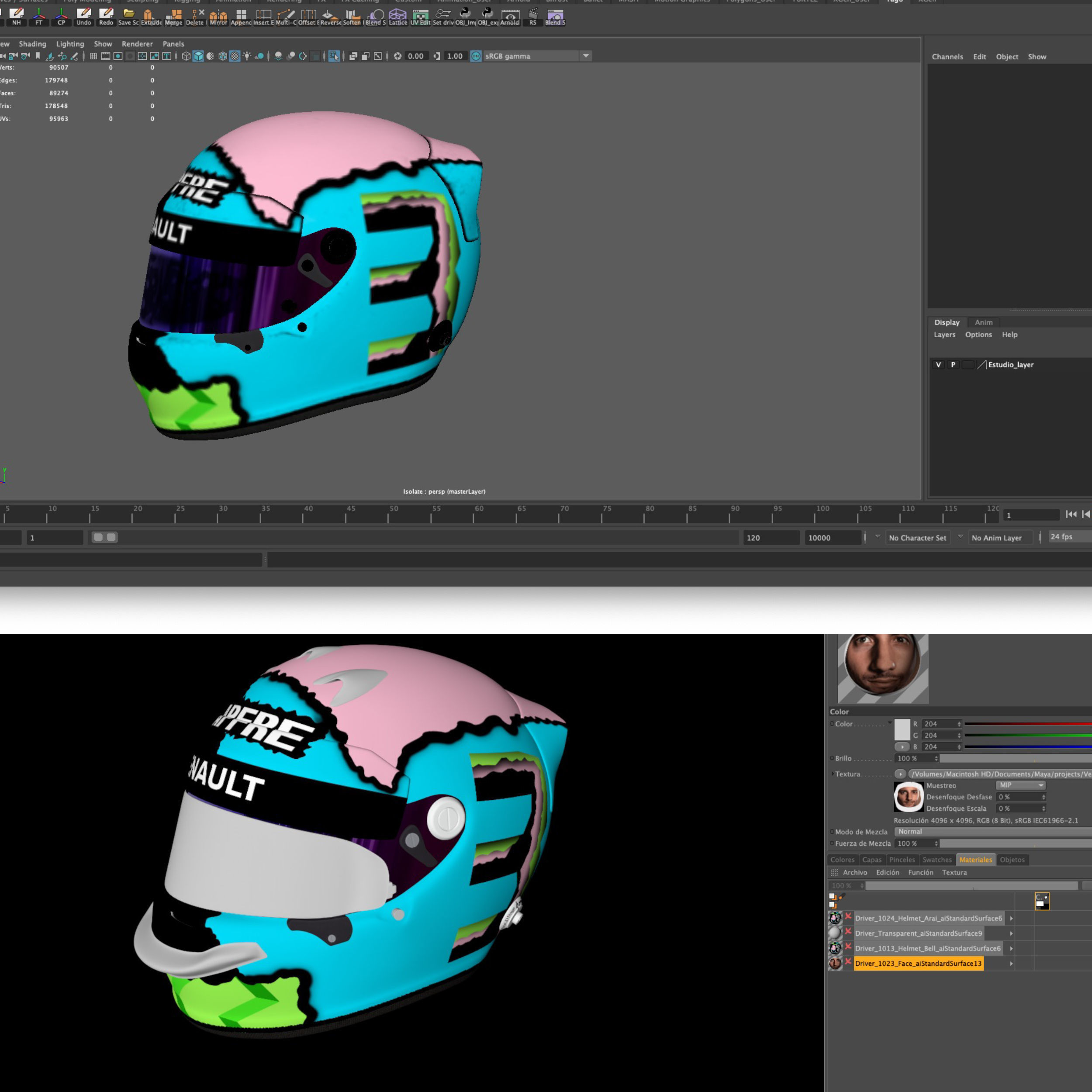 Ricciardo helmet 2019 Low-poly 3D model_13
