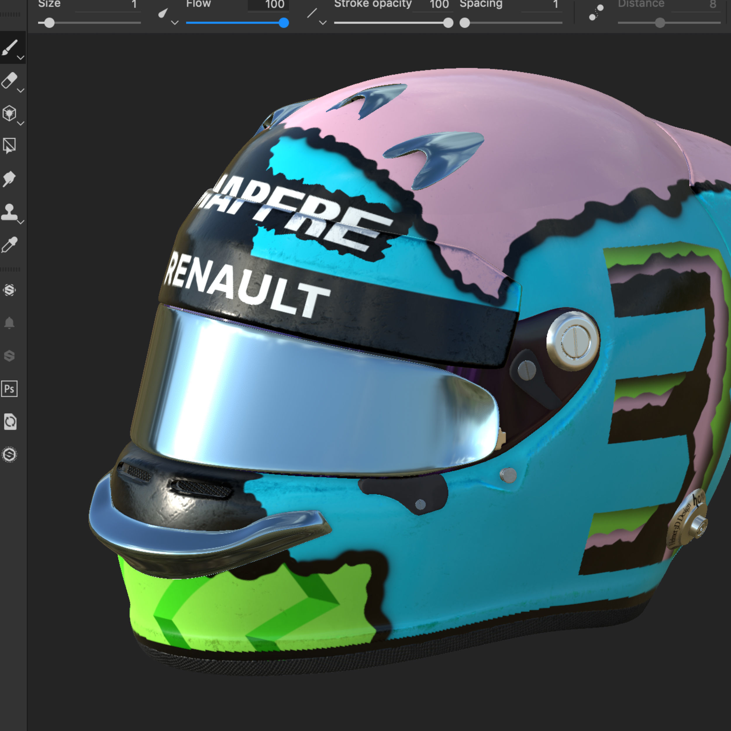 Ricciardo helmet 2019 Low-poly 3D model_14