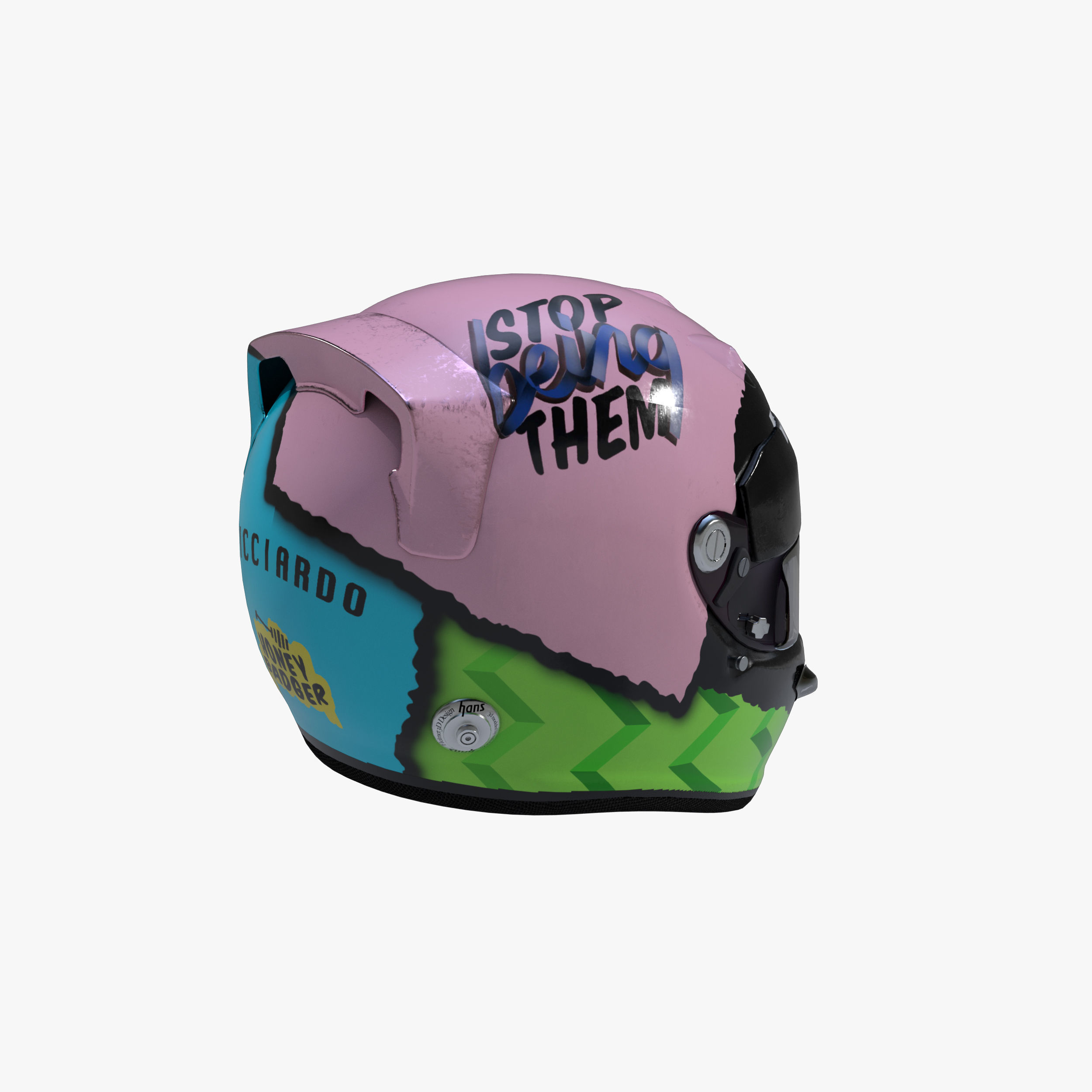 Ricciardo helmet 2019 Low-poly 3D model_4