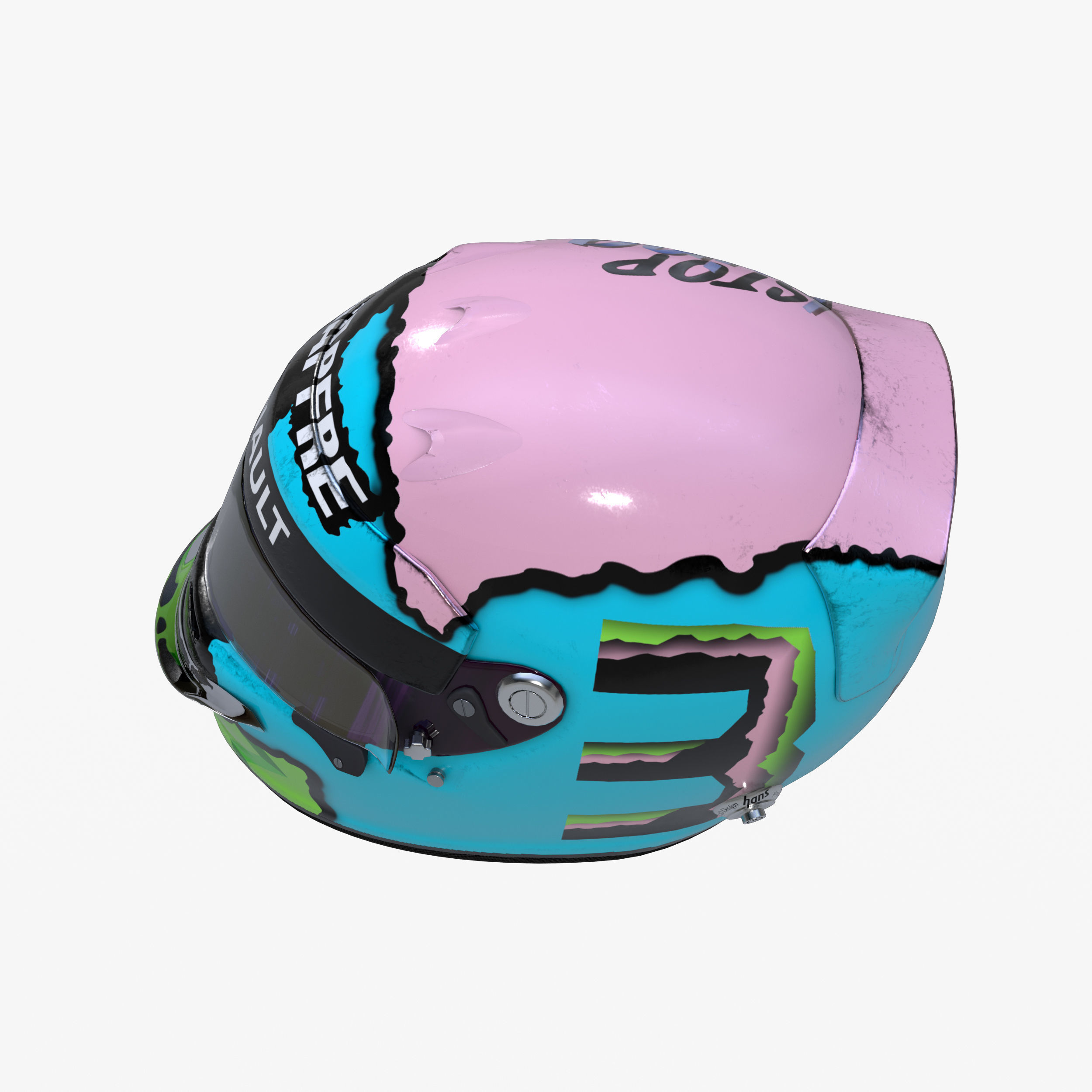 Ricciardo helmet 2019 Low-poly 3D model_8