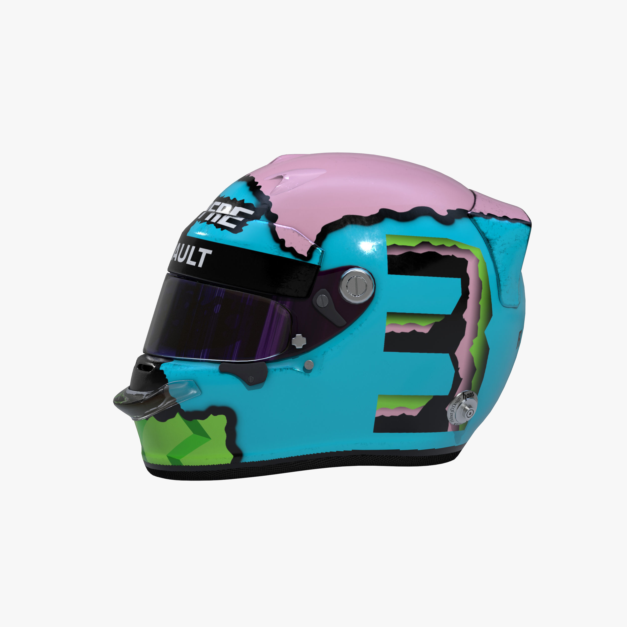 Ricciardo helmet 2019 Low-poly 3D model_2