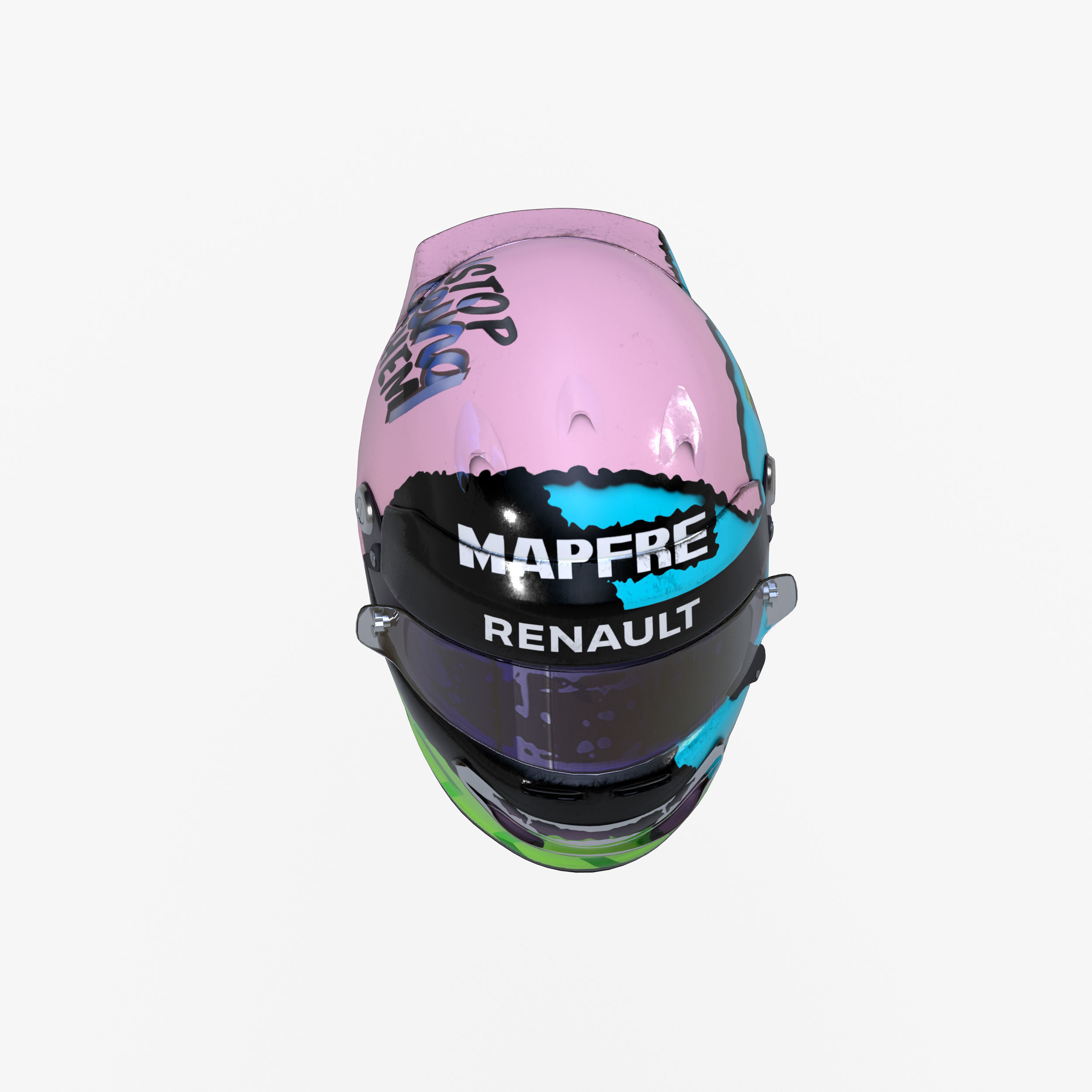 Ricciardo helmet 2019 Low-poly 3D model_3