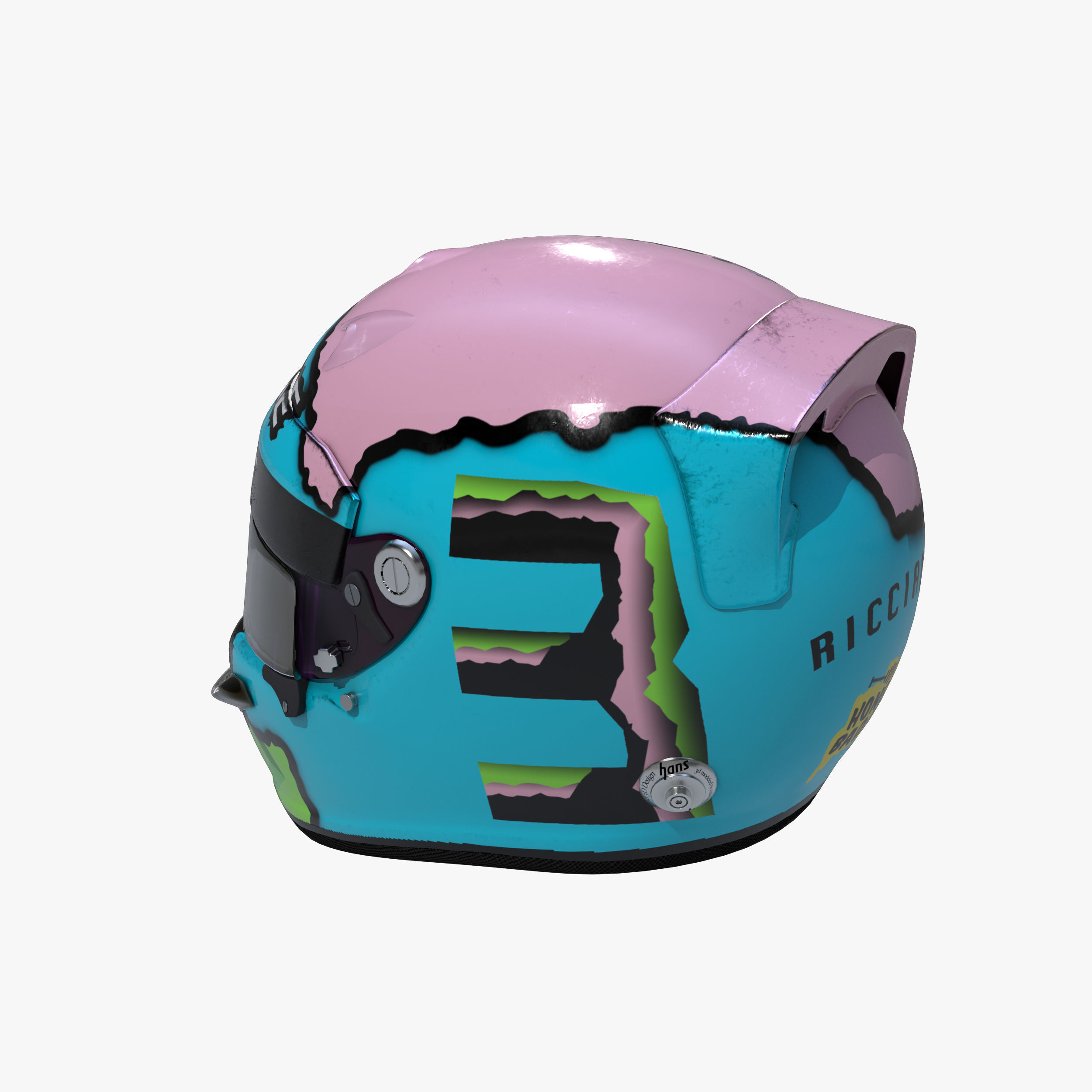 Ricciardo helmet 2019 Low-poly 3D model_6