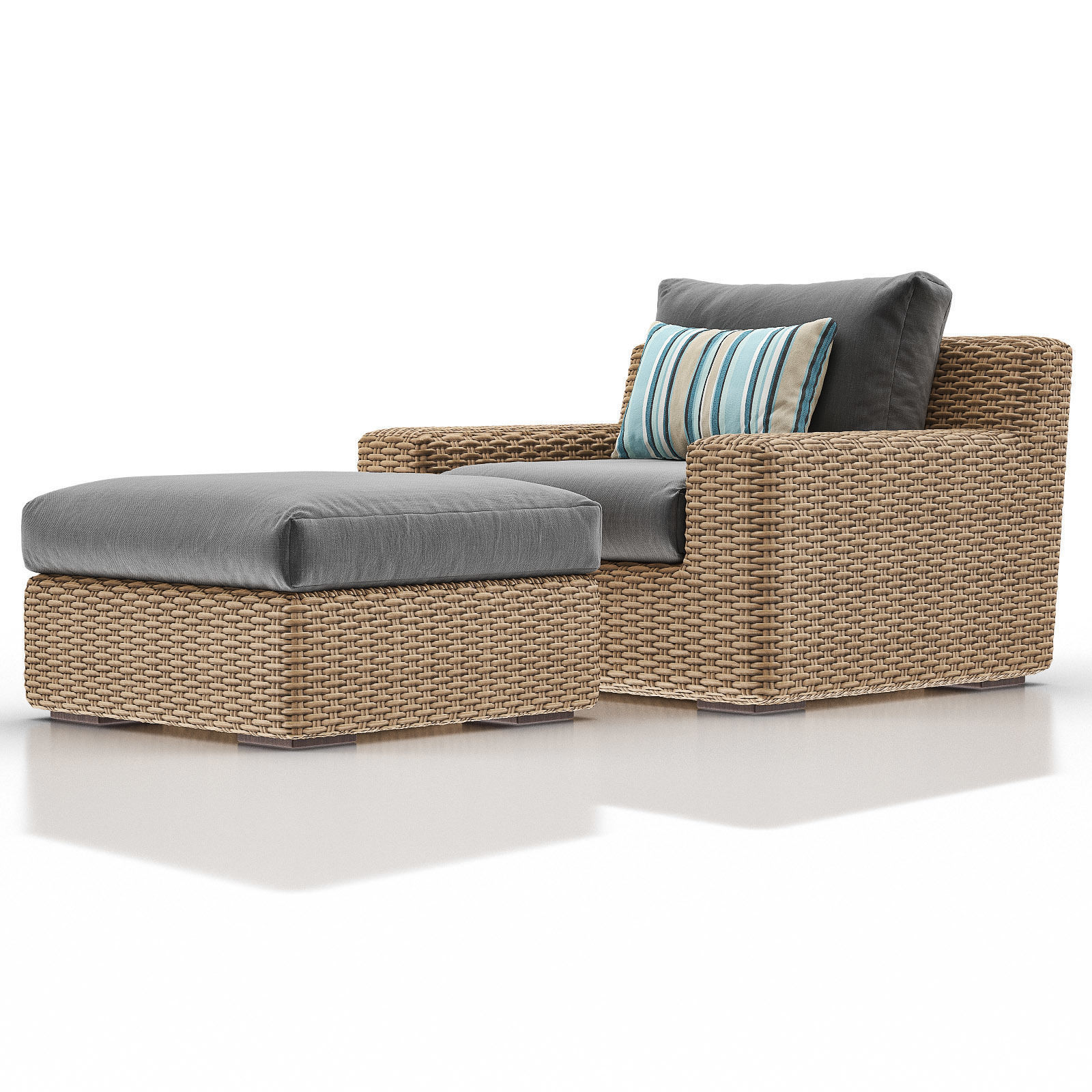 CAYMAN Outdoor Lounge with Ottoman 3D model_7
