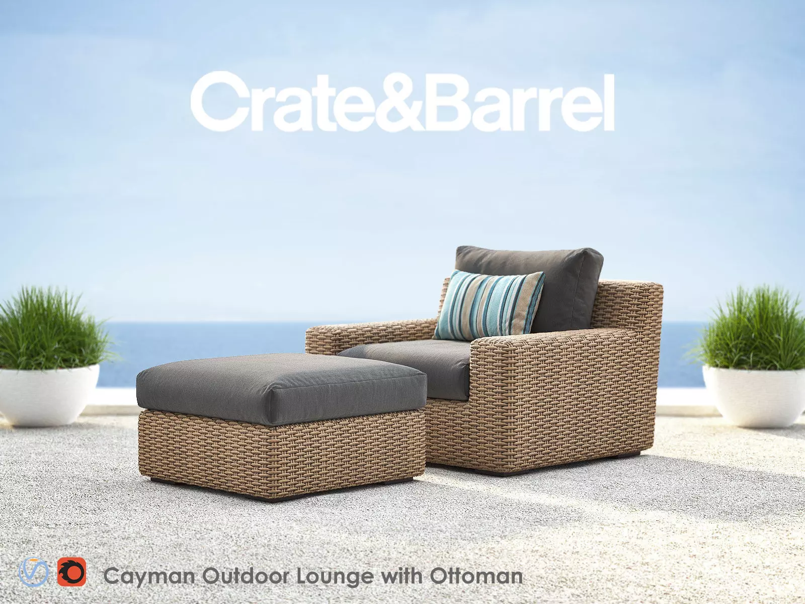 CAYMAN Outdoor Lounge with Ottoman 3D model_0