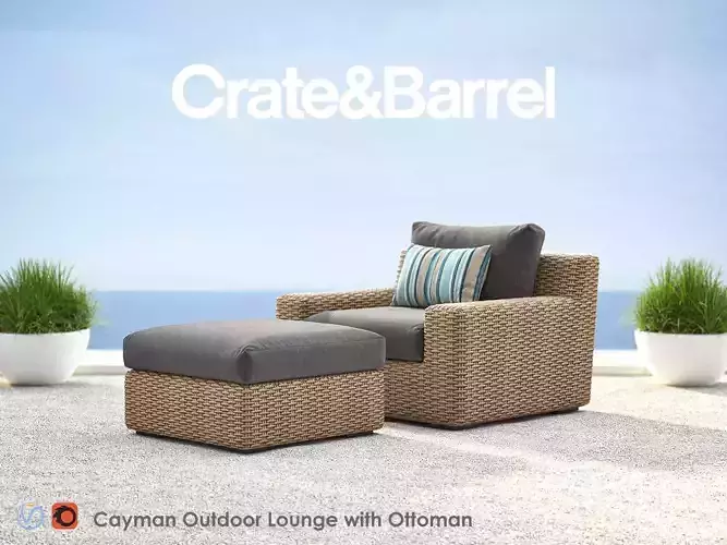 CAYMAN Outdoor Lounge with Ottoman 3D model