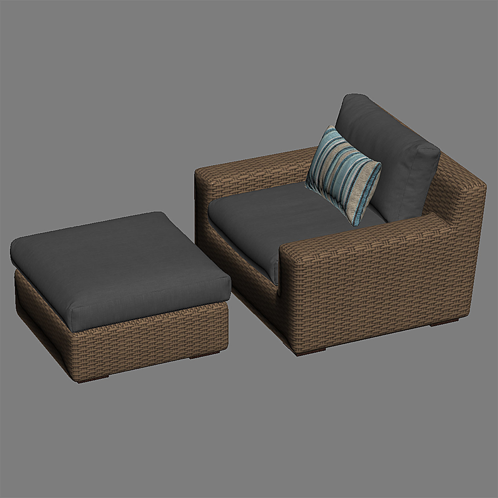 CAYMAN Outdoor Lounge with Ottoman 3D model_11