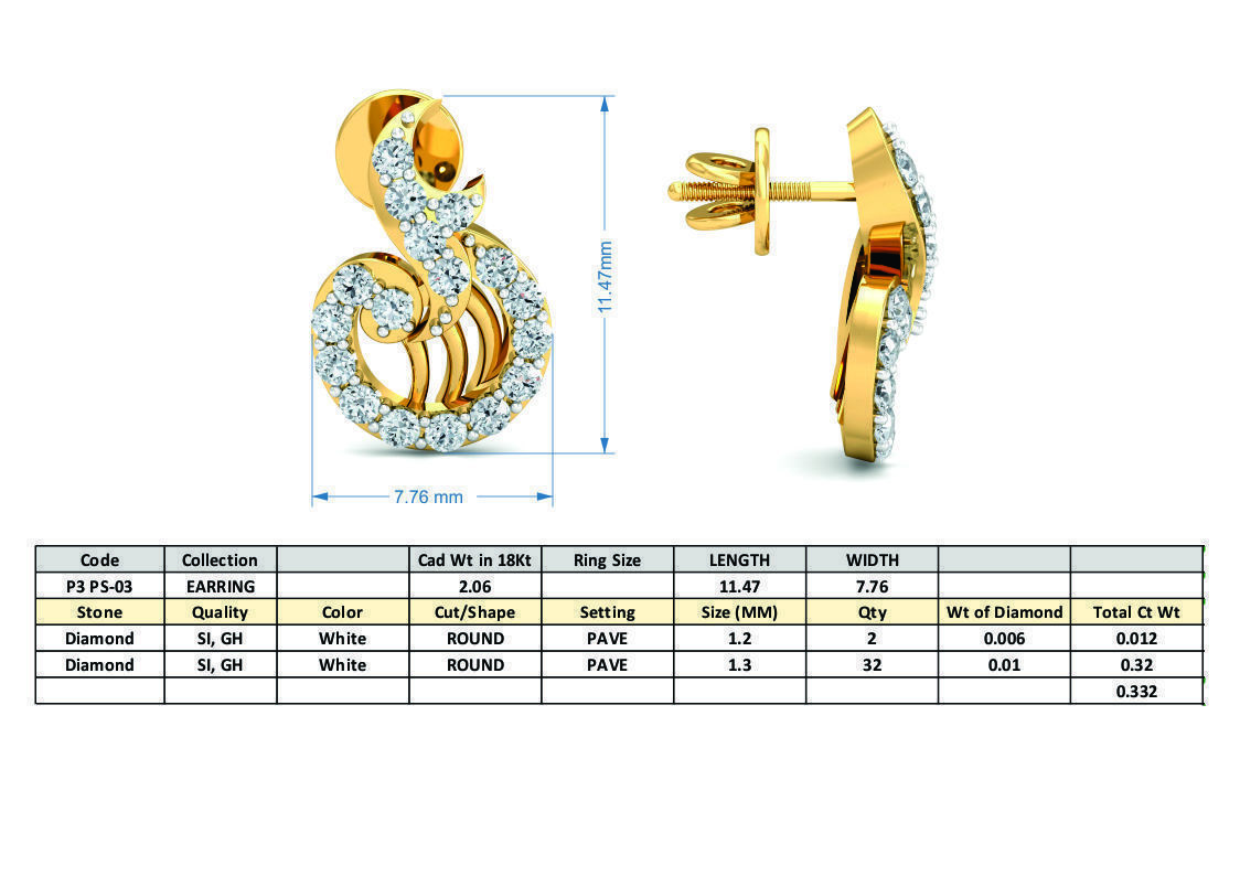 Women pendant-earrings set 3dm stl render detail 3D print model_7