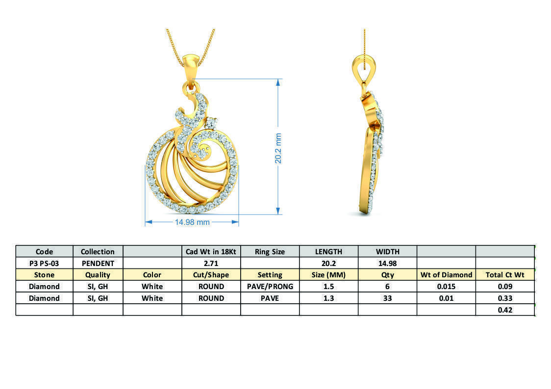Women pendant-earrings set 3dm stl render detail 3D print model_3
