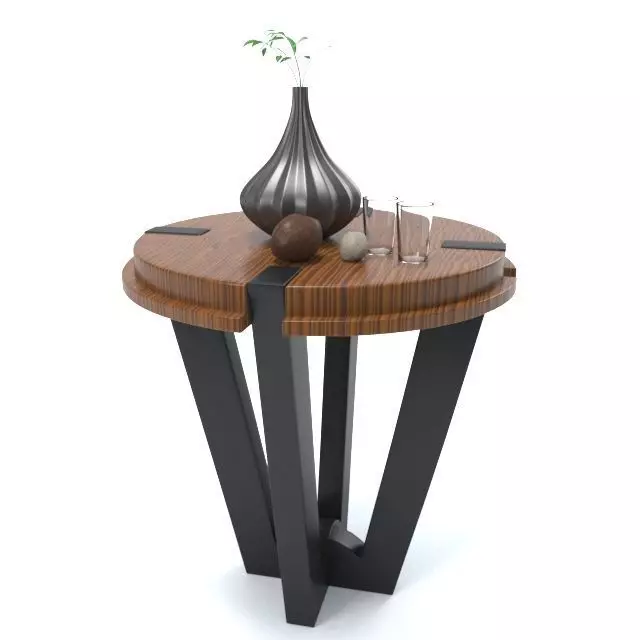 Decorative Set round table with vase on top Free 3D model