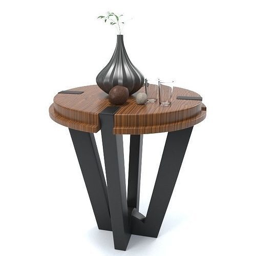Decorative Set round table with vase on top Free 3D model