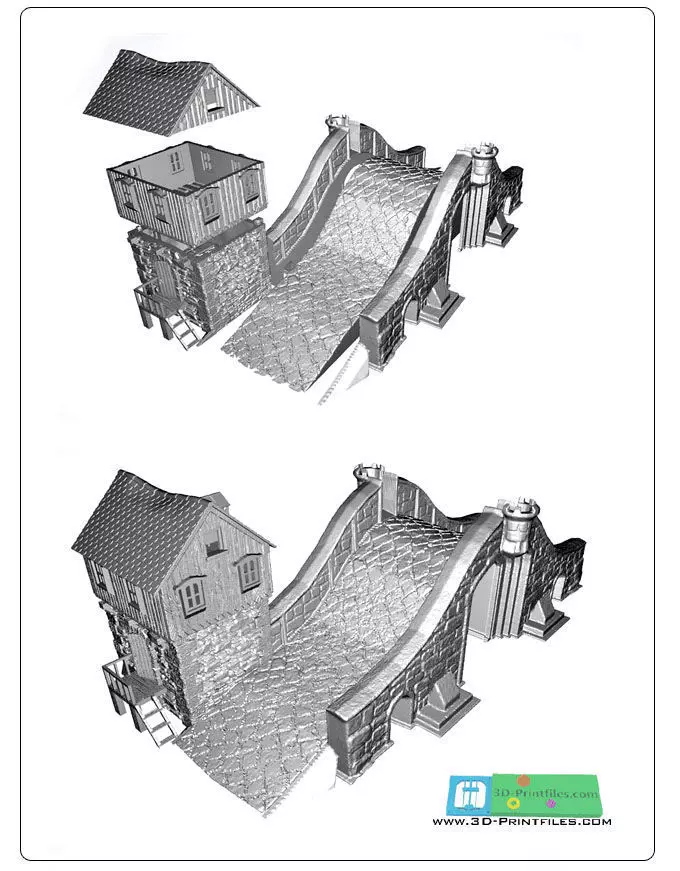 guardhouse with bridge - 3D print model 3D print model