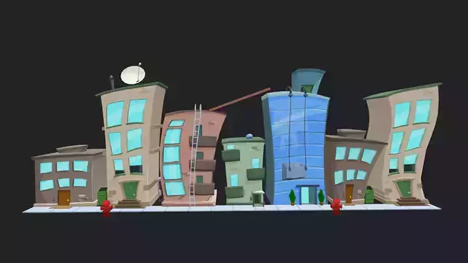Cartoon City Buildings