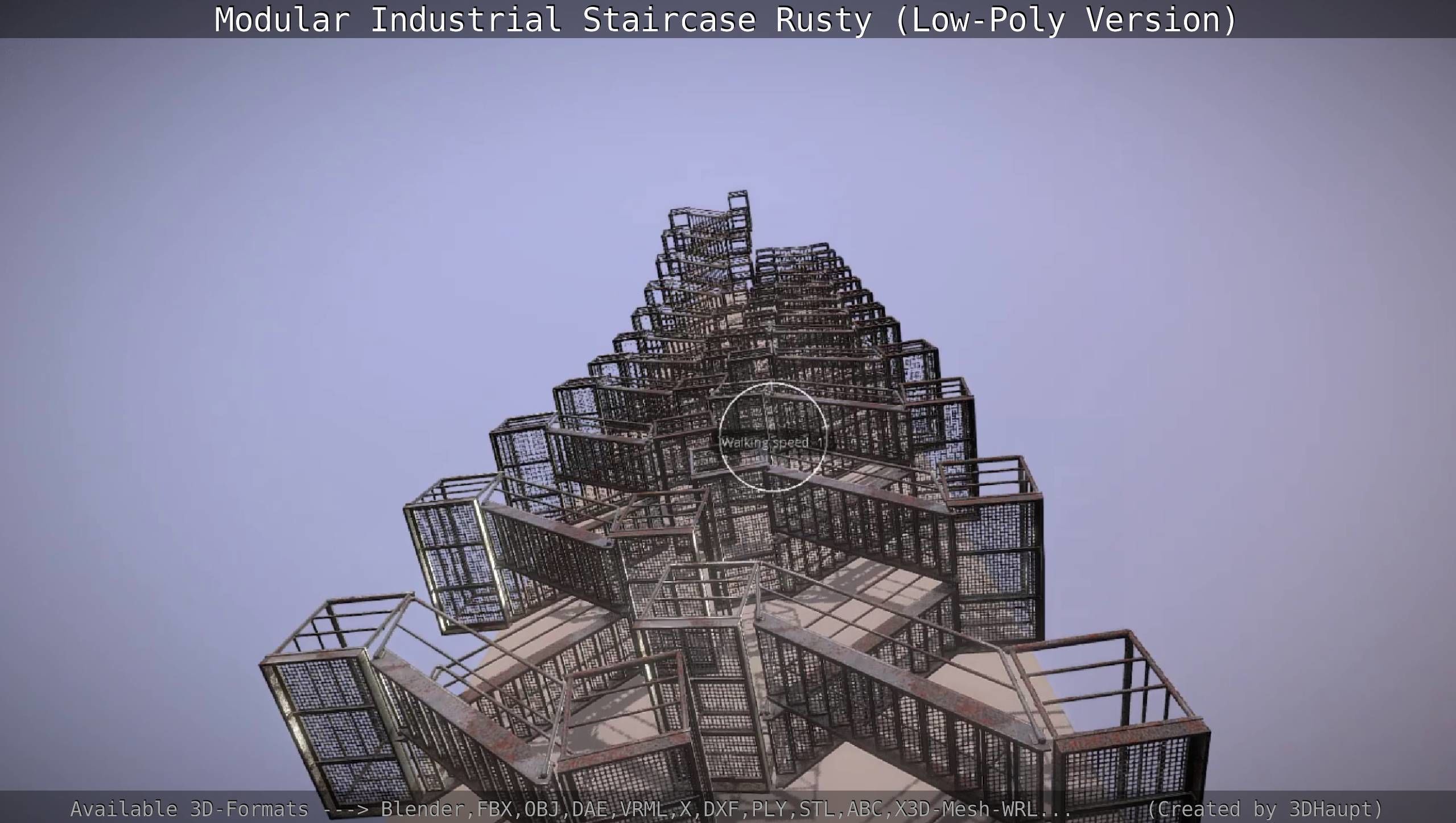 Modular Industrial Staircase Rusty - Low-Poly Version Low-poly 3D model_99