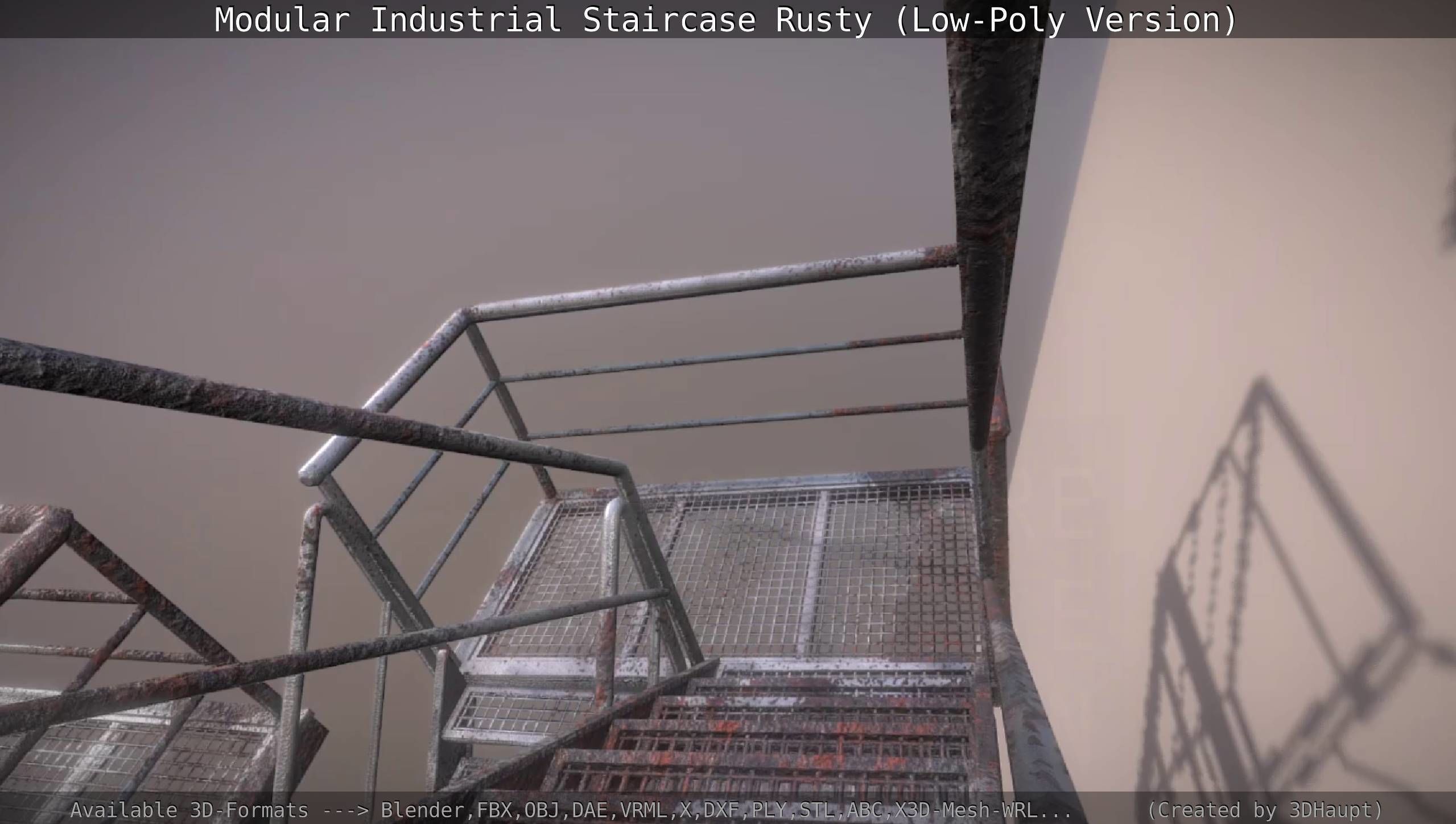 Modular Industrial Staircase Rusty - Low-Poly Version Low-poly 3D model_84