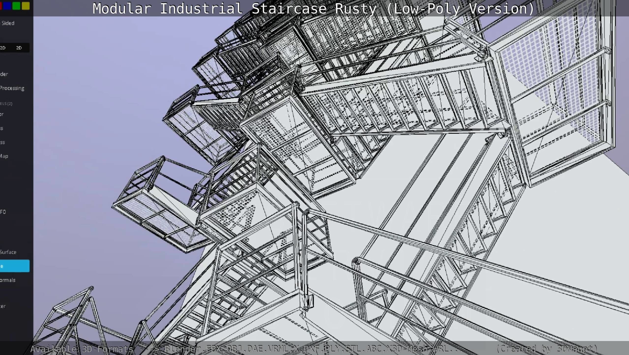 Modular Industrial Staircase Rusty - Low-Poly Version Low-poly 3D model_143