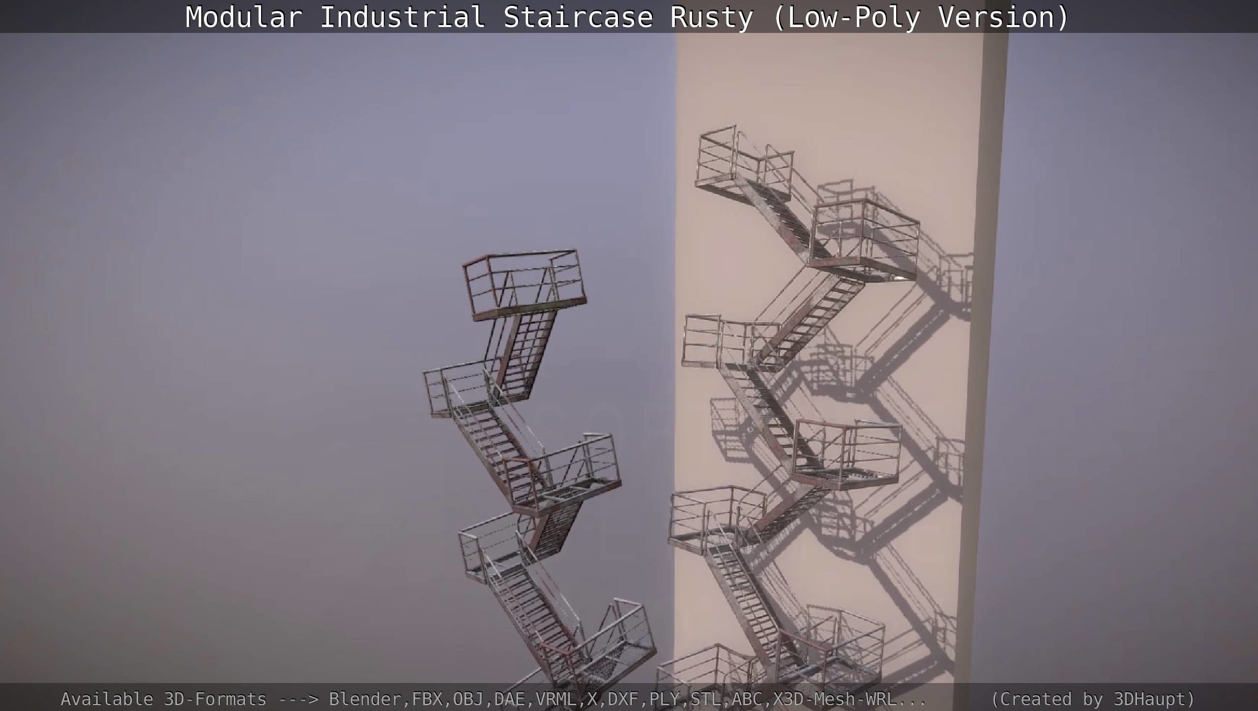 Modular Industrial Staircase Rusty - Low-Poly Version Low-poly 3D model_104