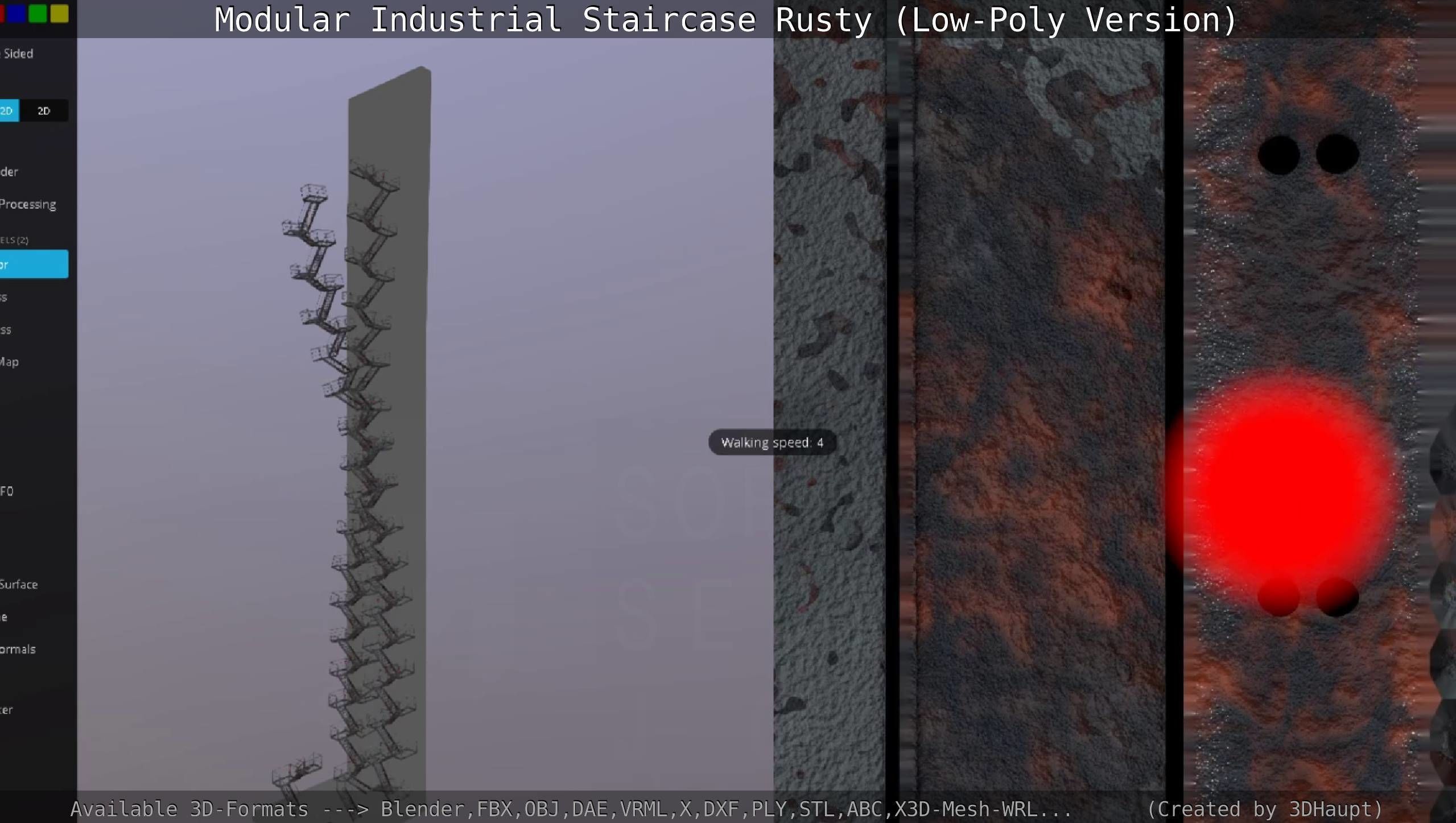 Modular Industrial Staircase Rusty - Low-Poly Version Low-poly 3D model_120