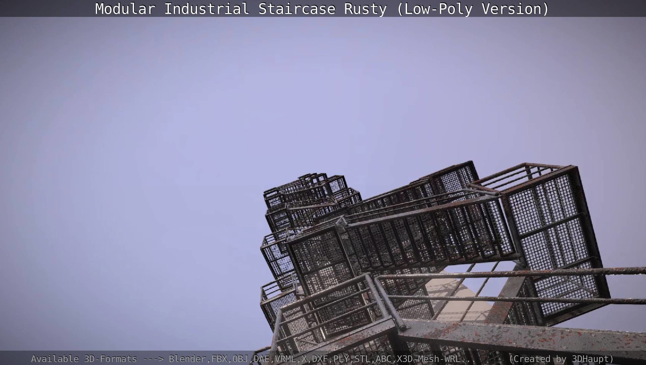 Modular Industrial Staircase Rusty - Low-Poly Version Low-poly 3D model_100