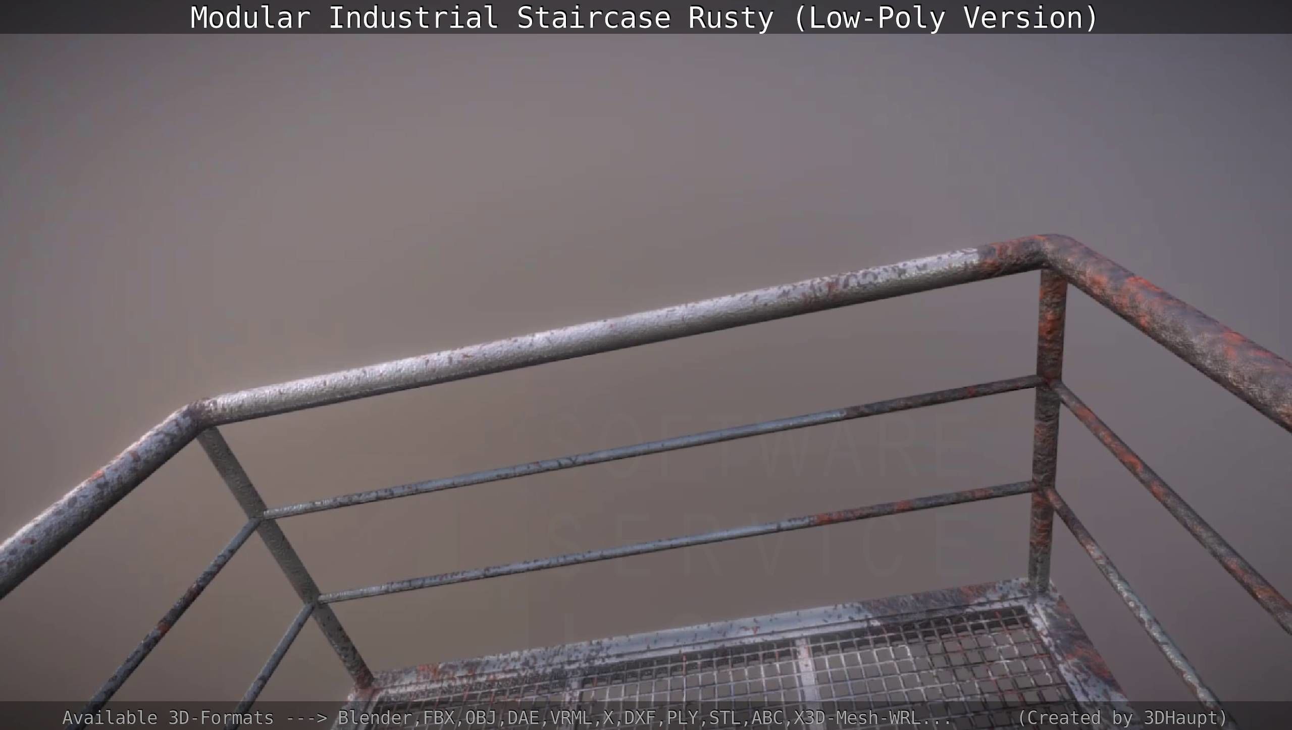 Modular Industrial Staircase Rusty - Low-Poly Version Low-poly 3D model_76