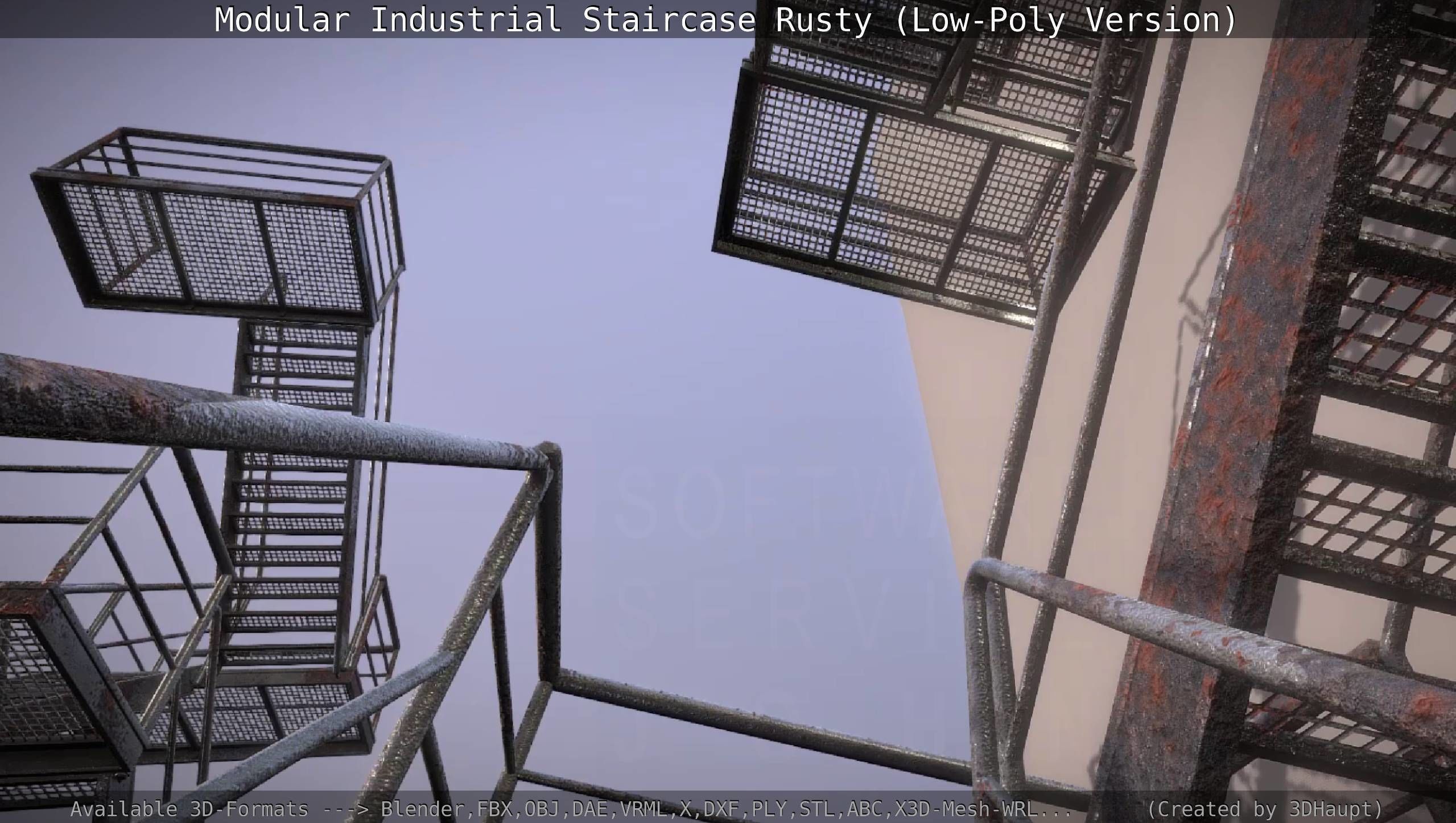 Modular Industrial Staircase Rusty - Low-Poly Version Low-poly 3D model_68