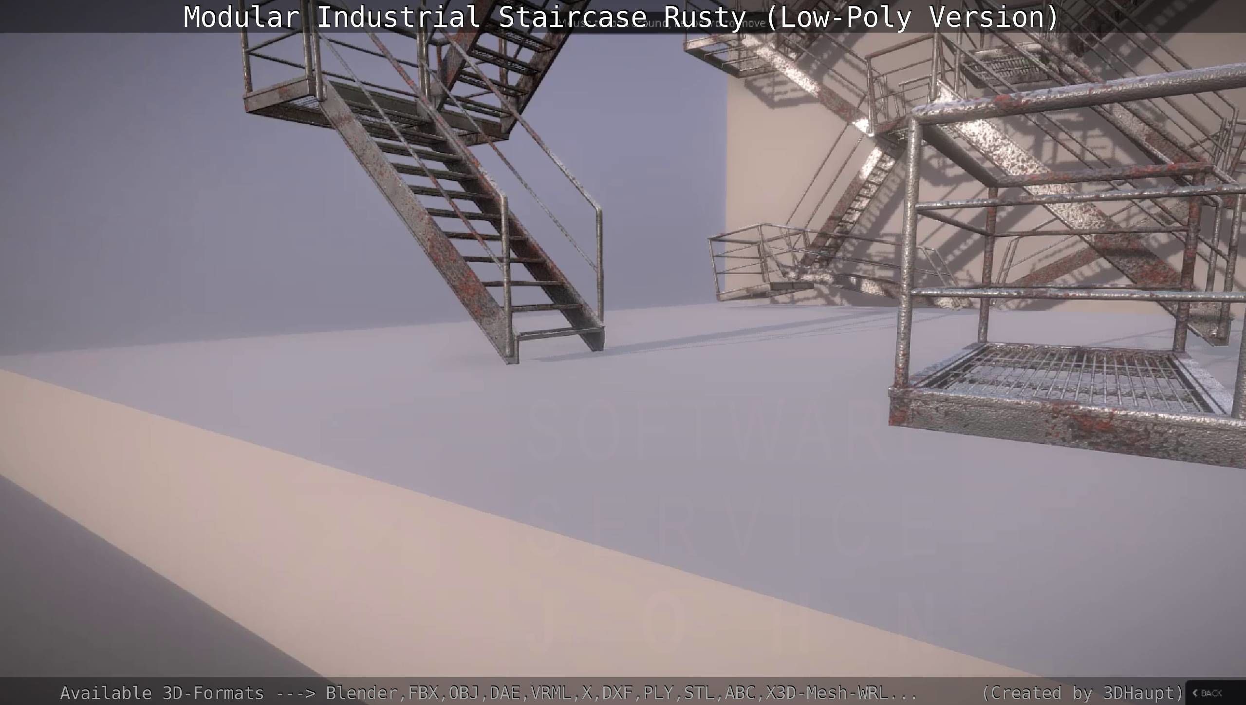 Modular Industrial Staircase Rusty - Low-Poly Version Low-poly 3D model_20