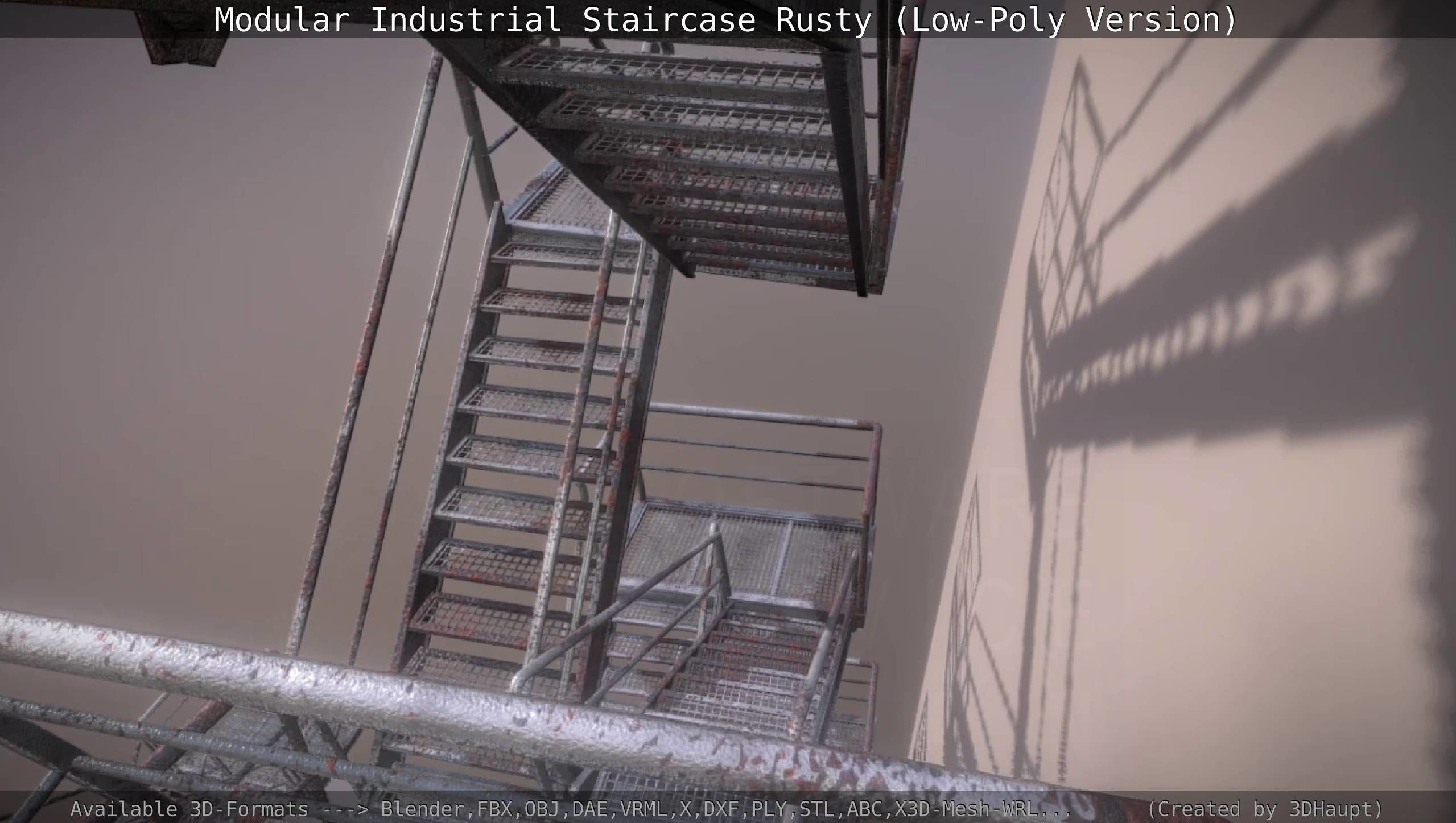Modular Industrial Staircase Rusty - Low-Poly Version Low-poly 3D model_89