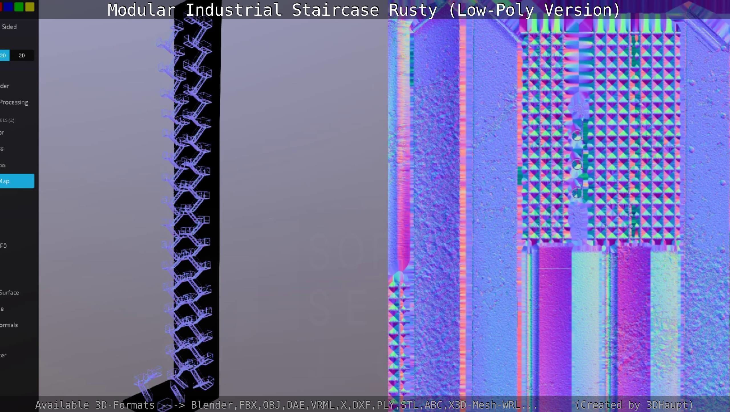 Modular Industrial Staircase Rusty - Low-Poly Version Low-poly 3D model_131