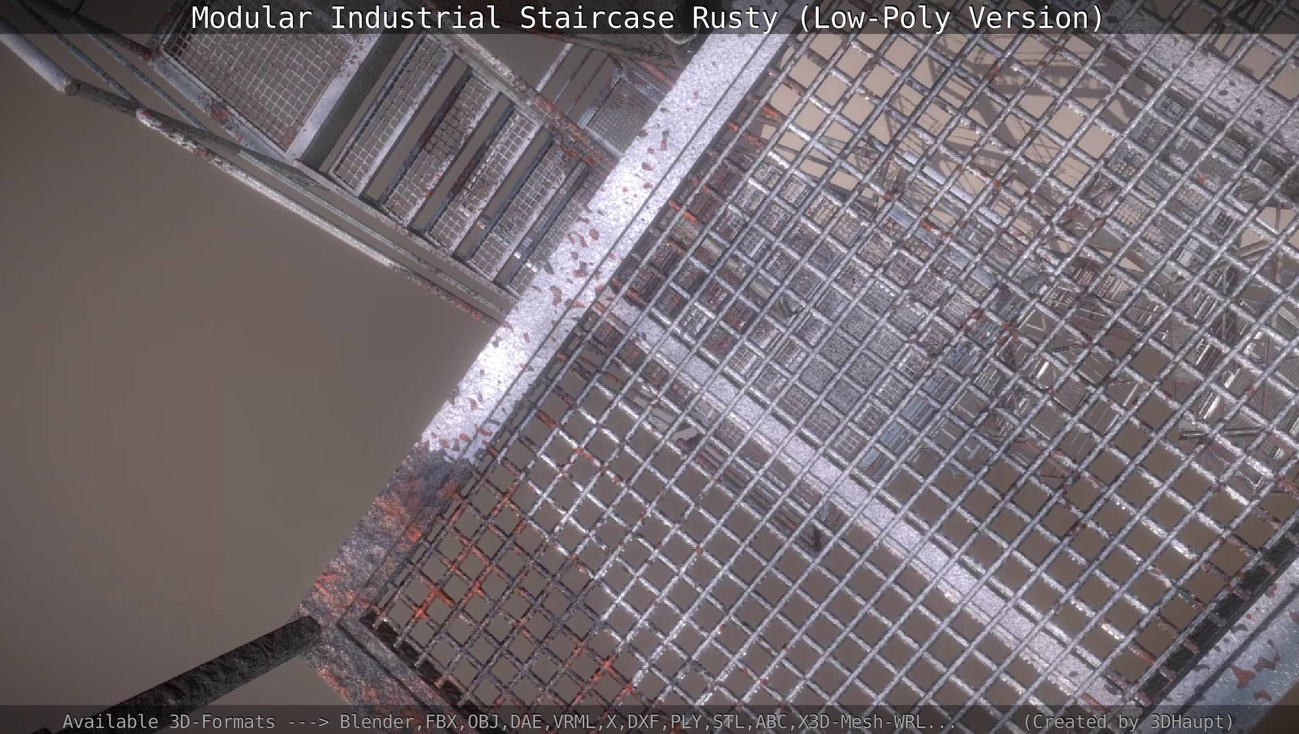 Modular Industrial Staircase Rusty - Low-Poly Version Low-poly 3D model_4