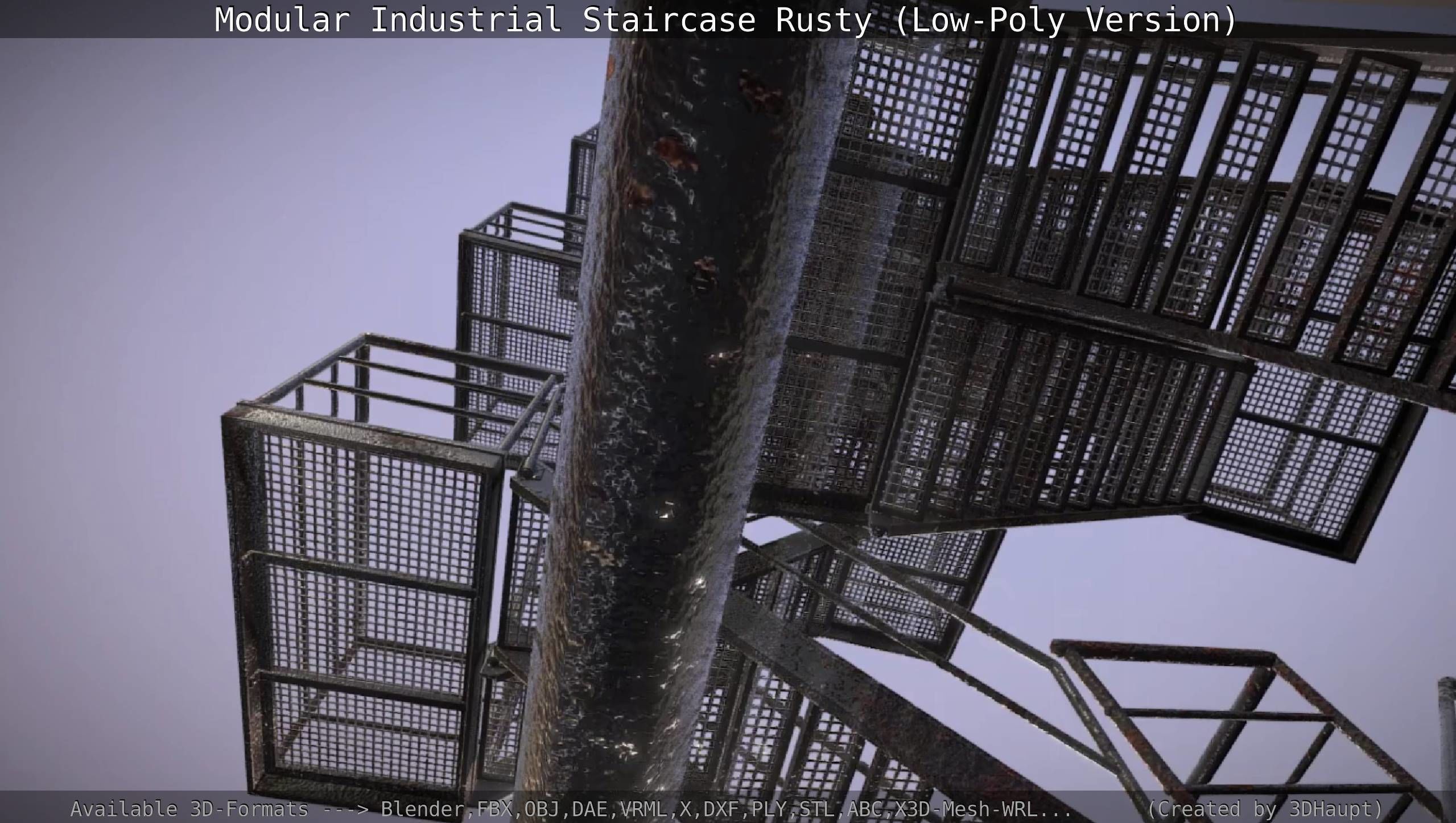 Modular Industrial Staircase Rusty - Low-Poly Version Low-poly 3D model_51