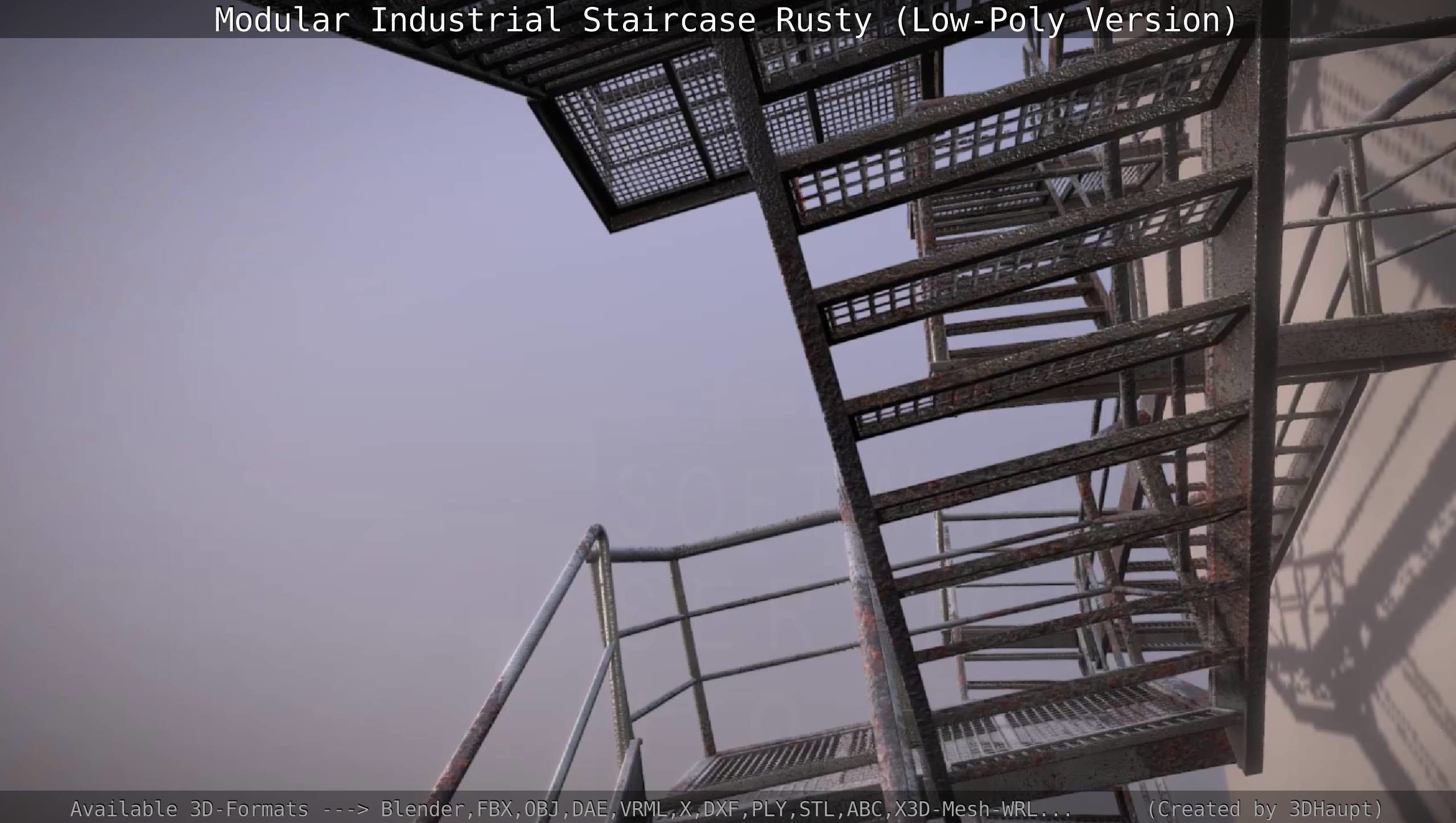 Modular Industrial Staircase Rusty - Low-Poly Version Low-poly 3D model_43