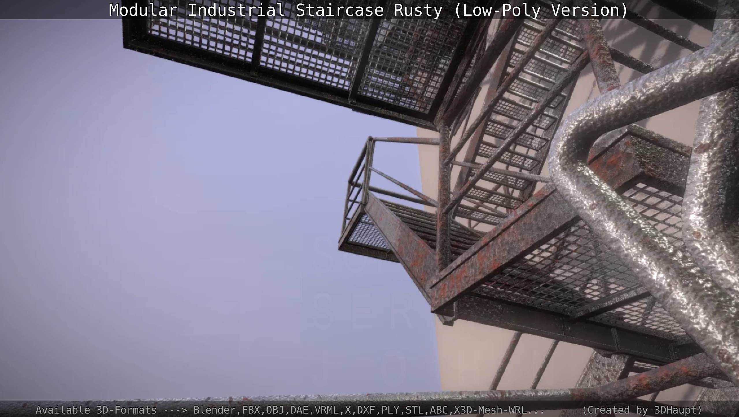 Modular Industrial Staircase Rusty - Low-Poly Version Low-poly 3D model_44