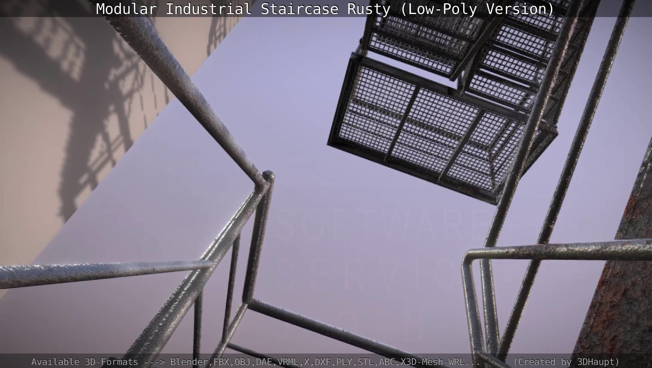 Modular Industrial Staircase Rusty - Low-Poly Version Low-poly 3D model_42