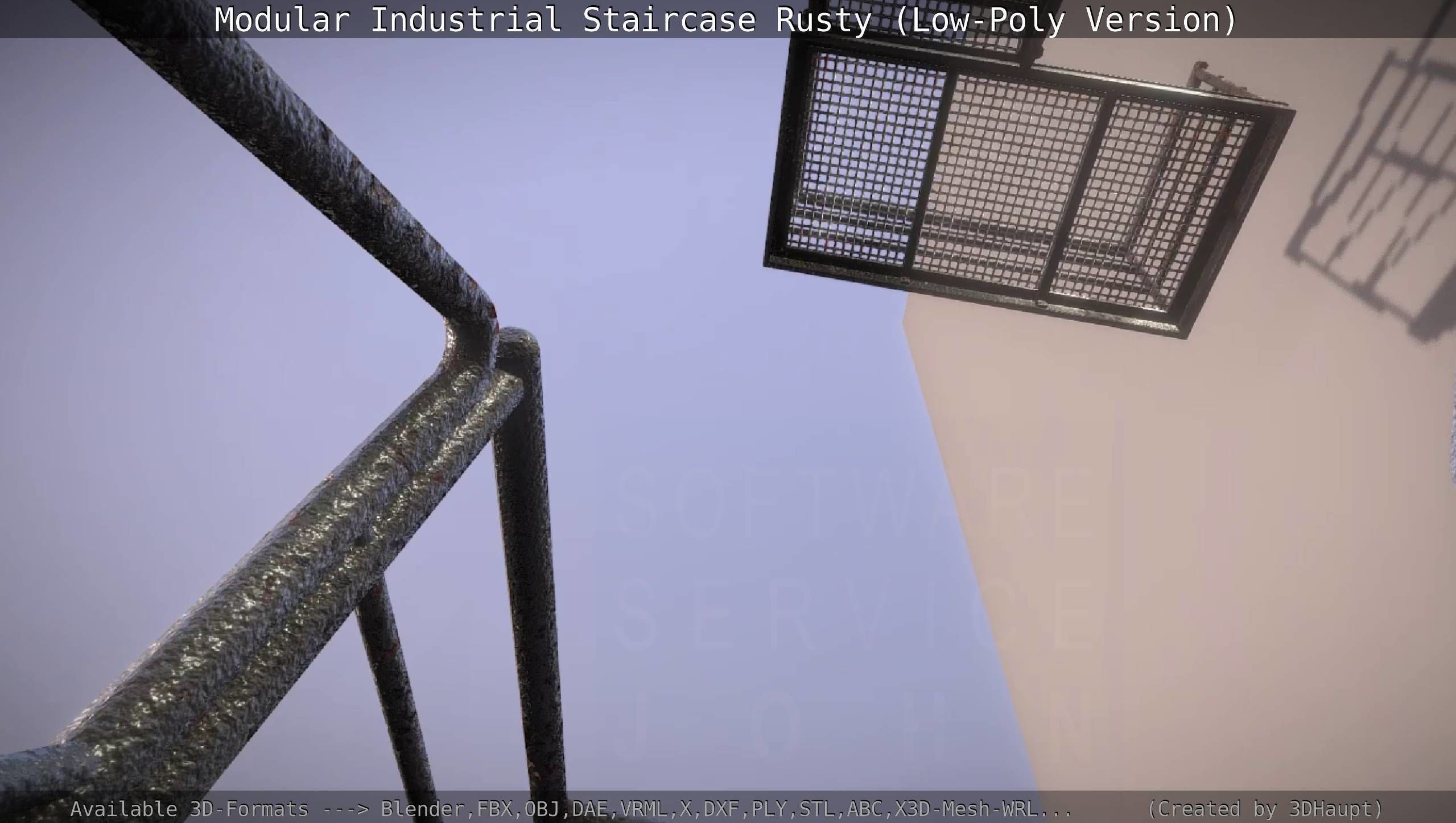 Modular Industrial Staircase Rusty - Low-Poly Version Low-poly 3D model_70