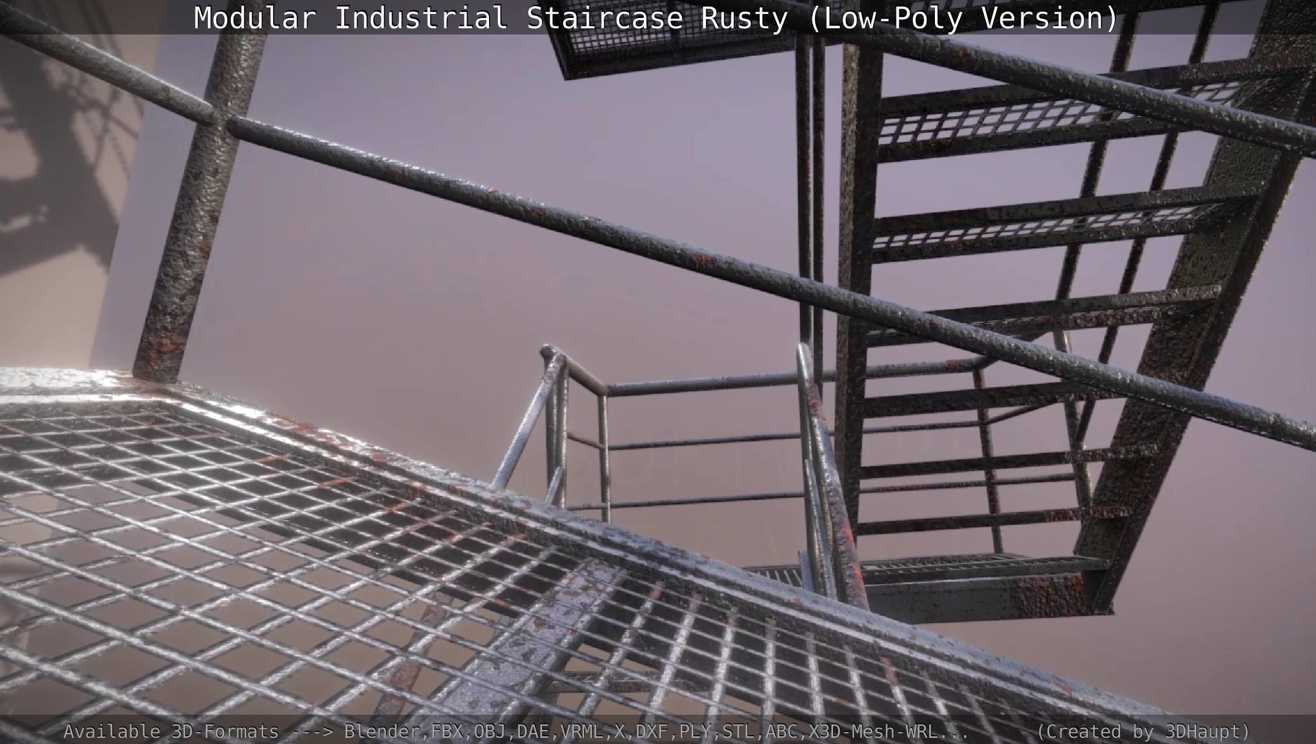 Modular Industrial Staircase Rusty - Low-Poly Version Low-poly 3D model_59