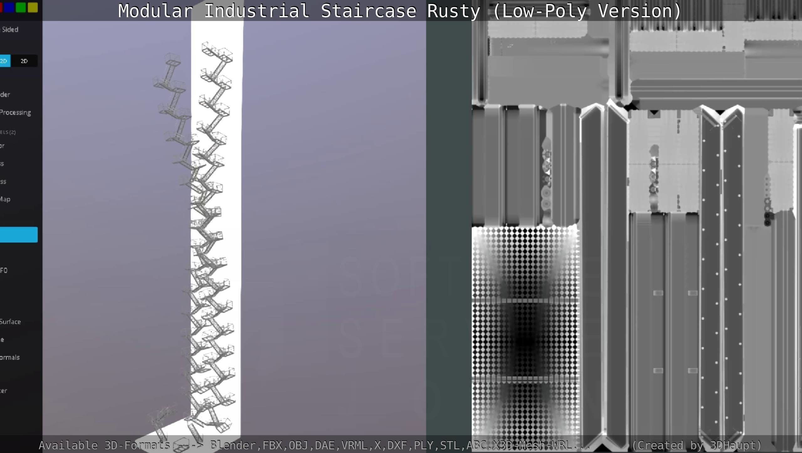 Modular Industrial Staircase Rusty - Low-Poly Version Low-poly 3D model_136